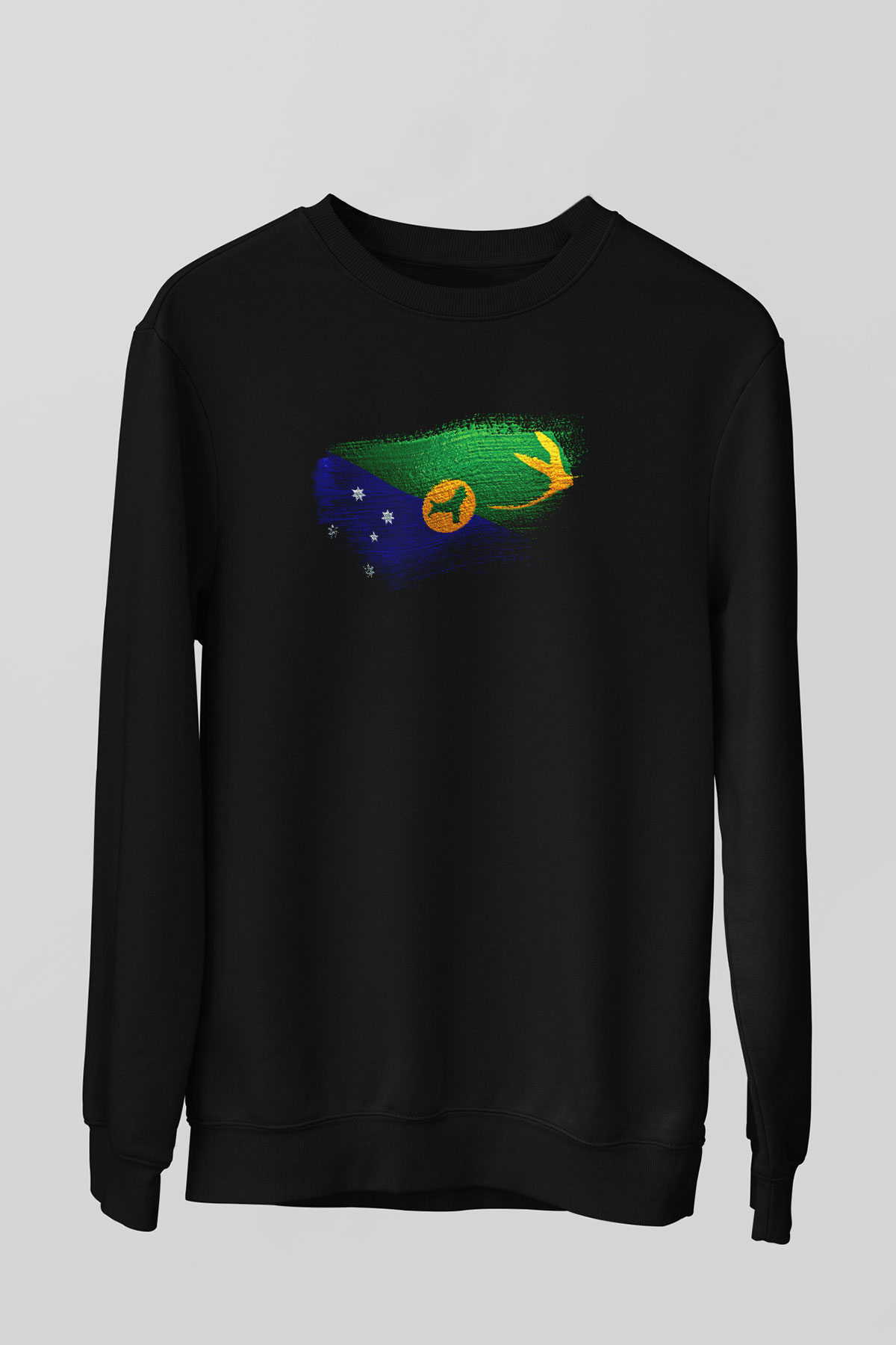 Christmas Adası - Christmas İsland Bayrağı Baskılı Unisex Siyah Sweatshirt