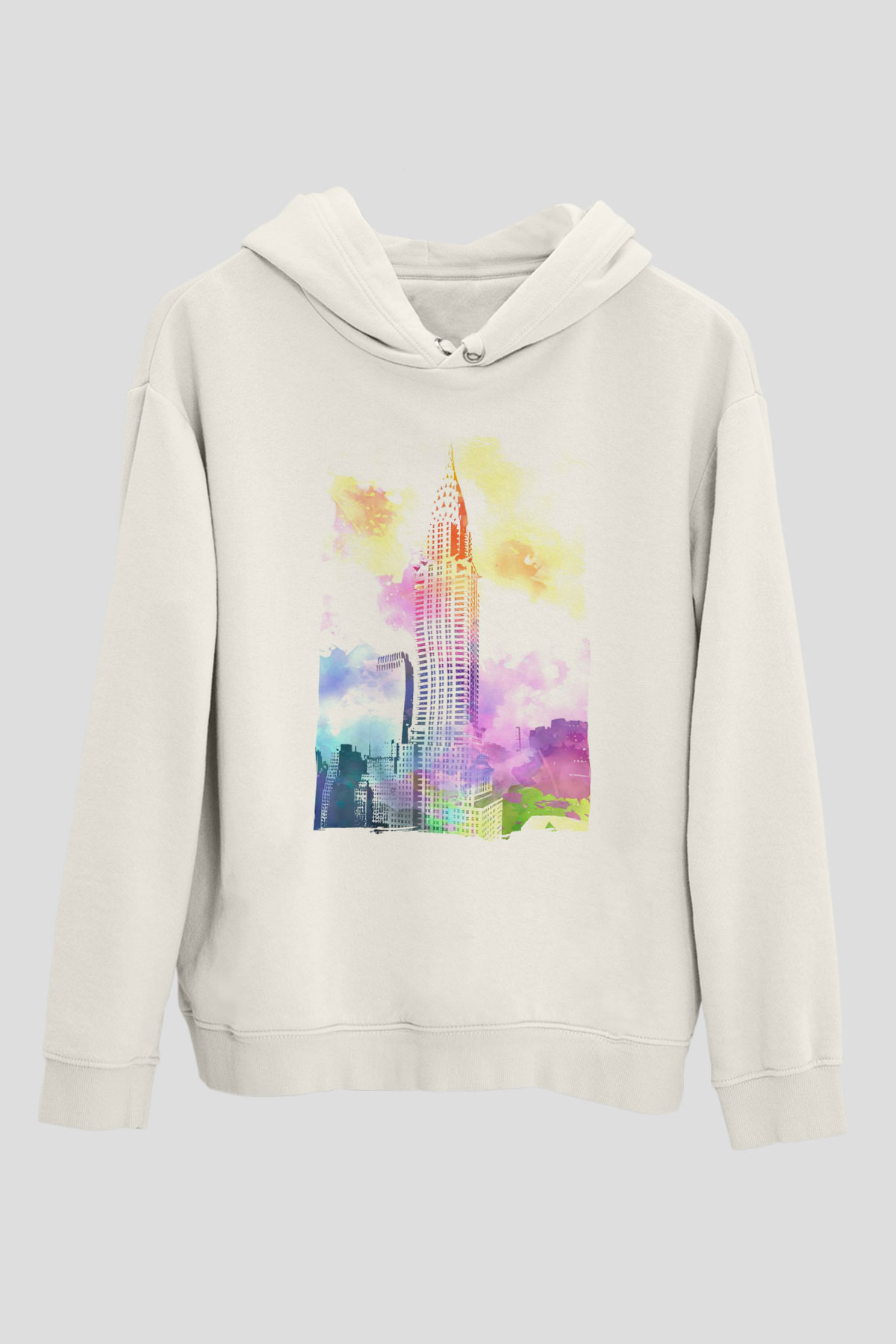 Chrysler Binası Beyaz Unisex Hoodie