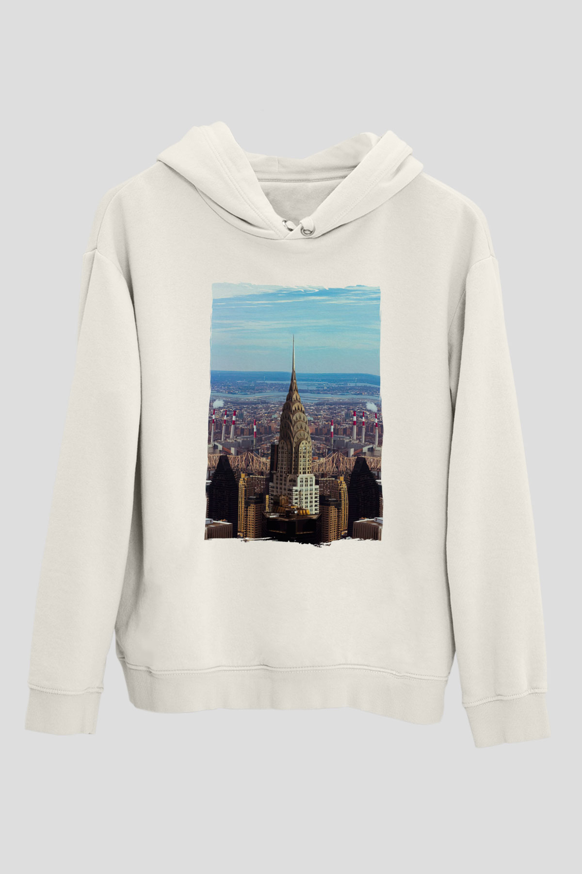 Chrysler Binası Beyaz Unisex Hoodie