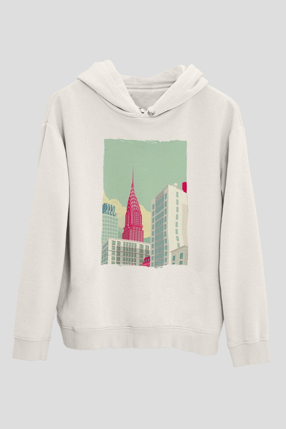 Chrysler Binası Beyaz Unisex Hoodie