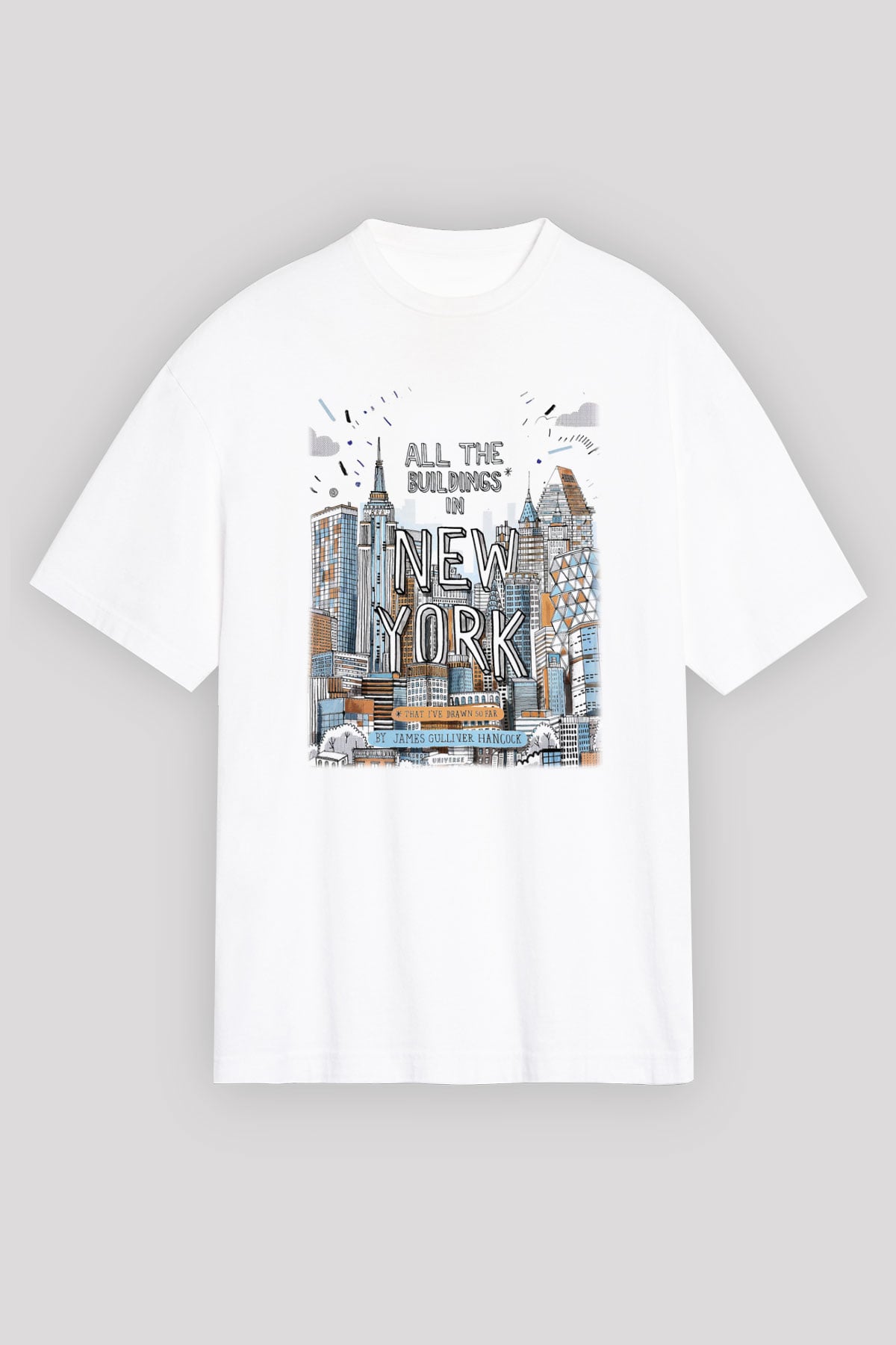 Chrysler Binası Beyaz Unisex Oversize Tişört T-Shirt