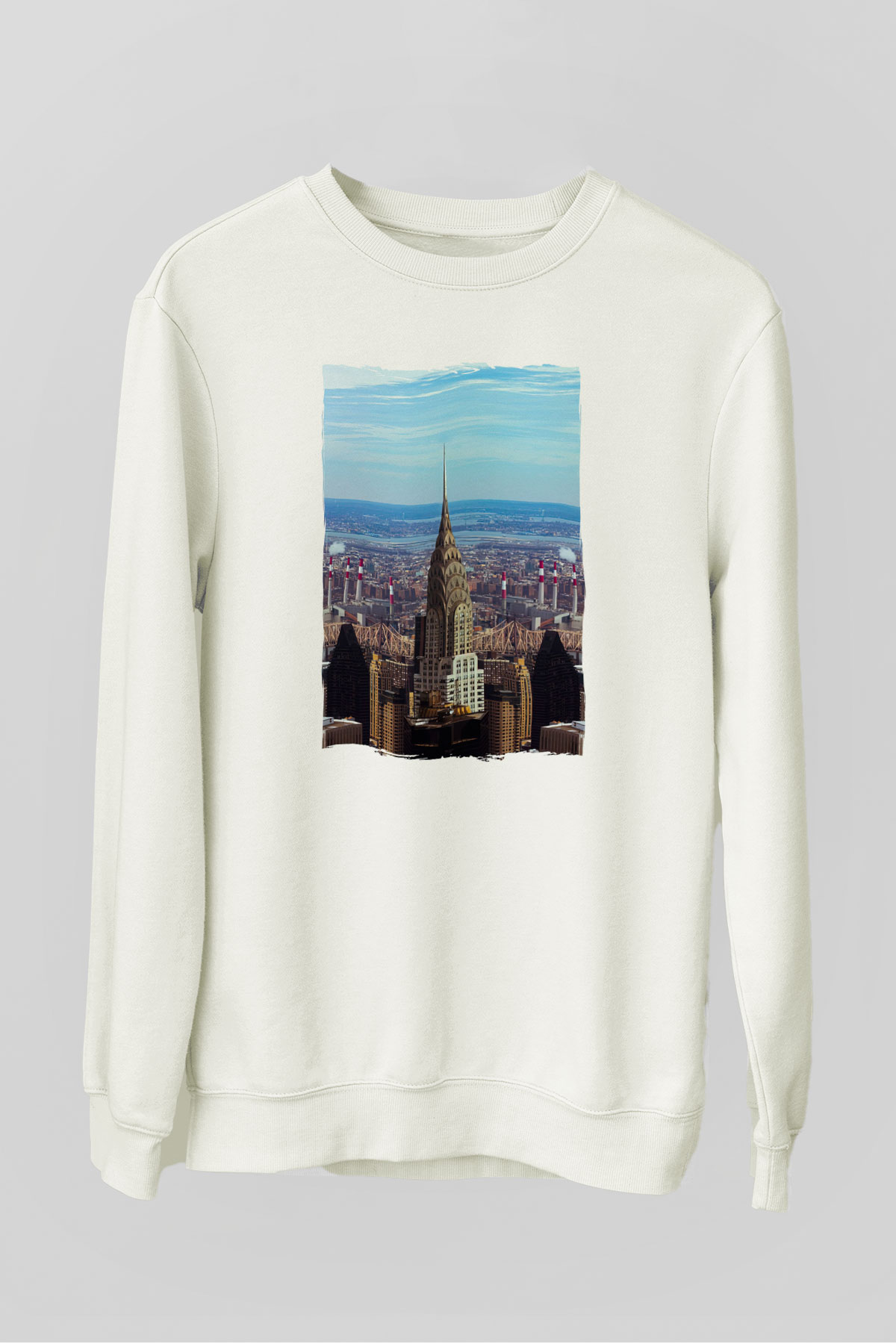 Chrysler Binası Beyaz Unisex Sweatshirt
