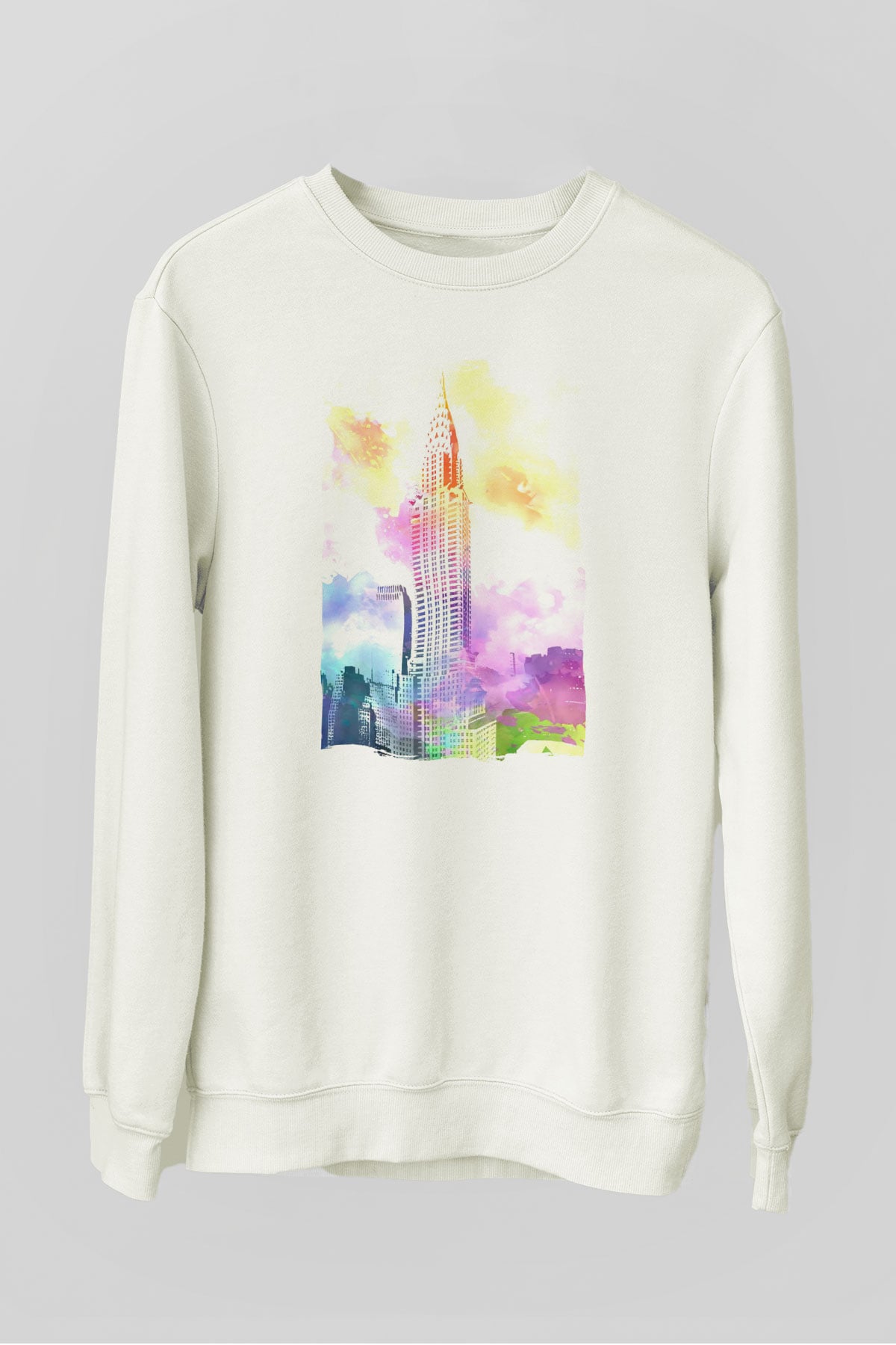 Chrysler Binası Beyaz Unisex Sweatshirt
