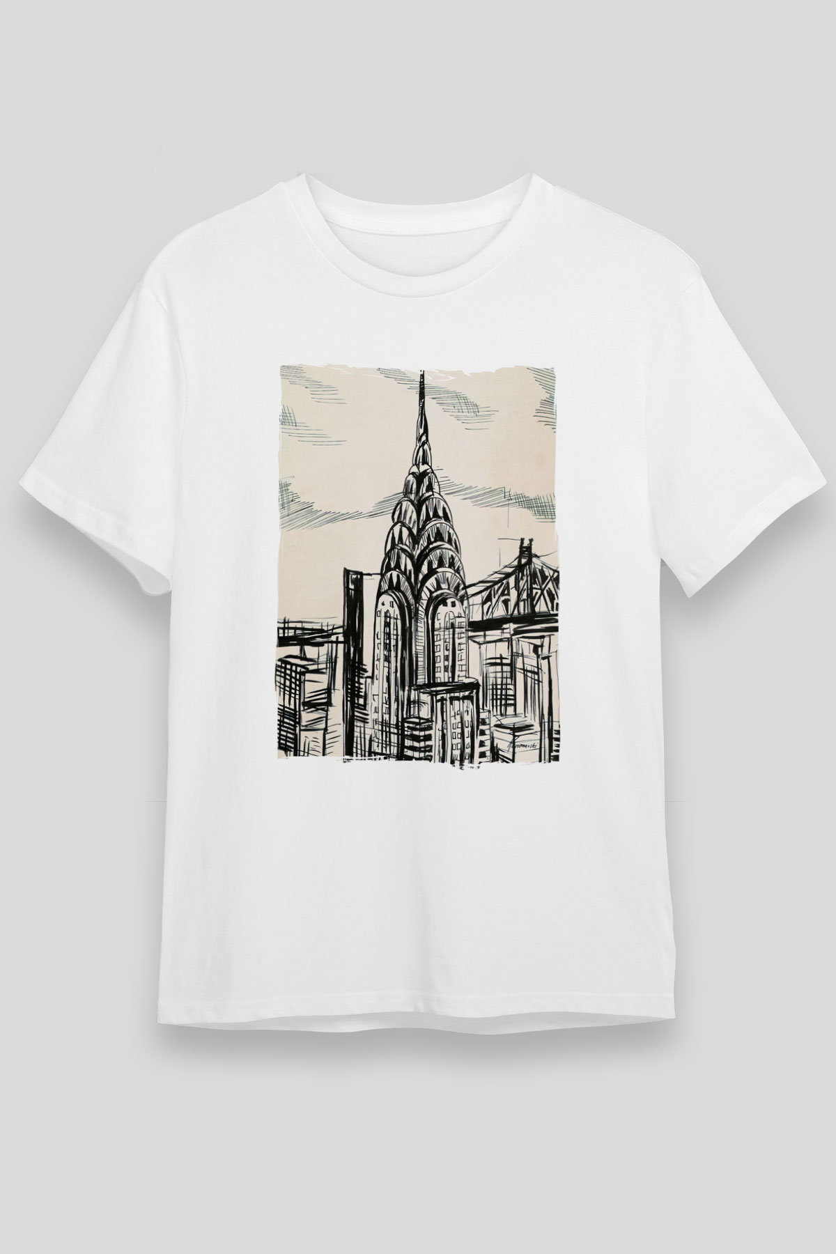Chrysler Binası Beyaz Unisex Tişört T-Shirt - TişörtFabrikası