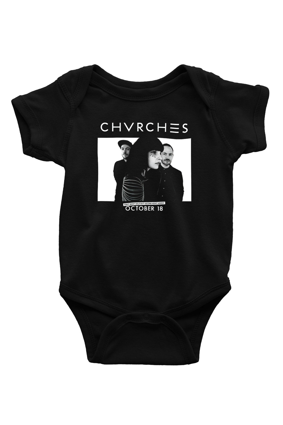 CHVRCHES Baskılı Siyah Bebek Body - Zıbın