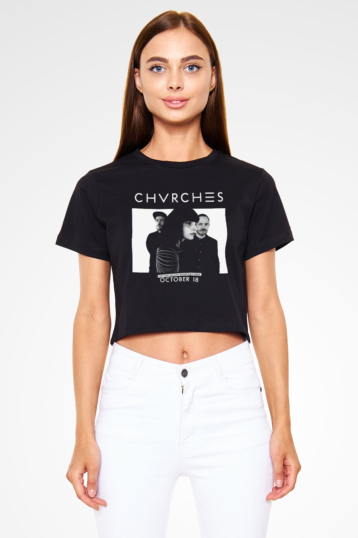 CHVRCHES Siyah Crop Top Tişört