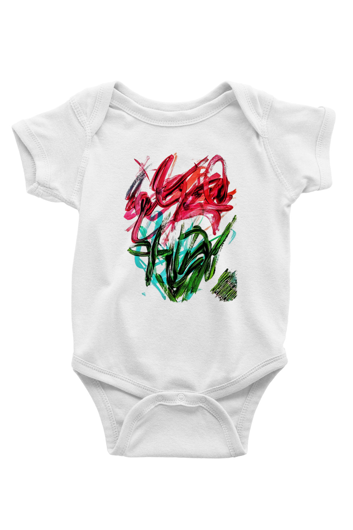 Çiçek Baskılı Beyaz Unisex Bebek Body - Zıbın