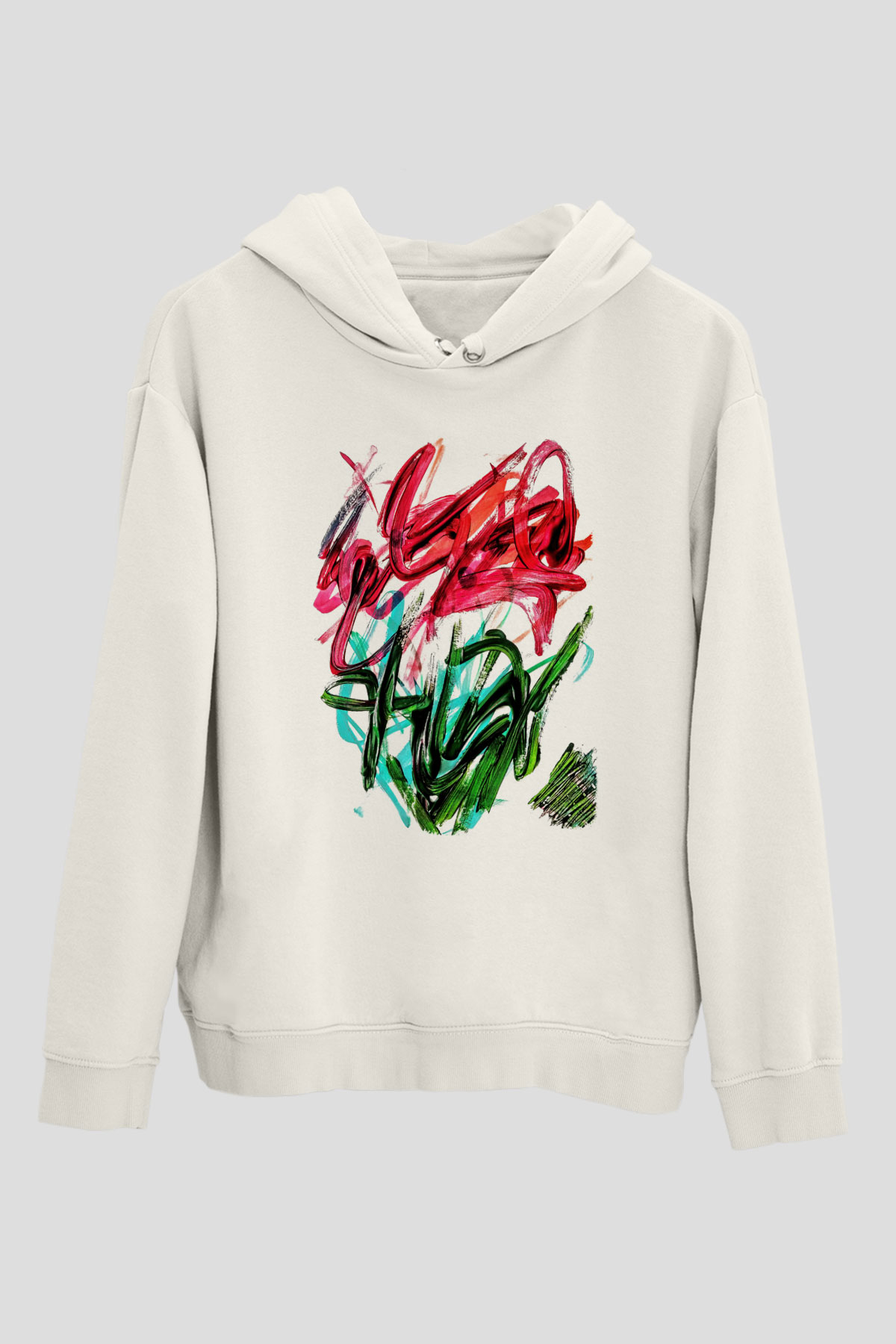 Çiçek Beyaz Unisex Kapşonlu Sweatshirt
