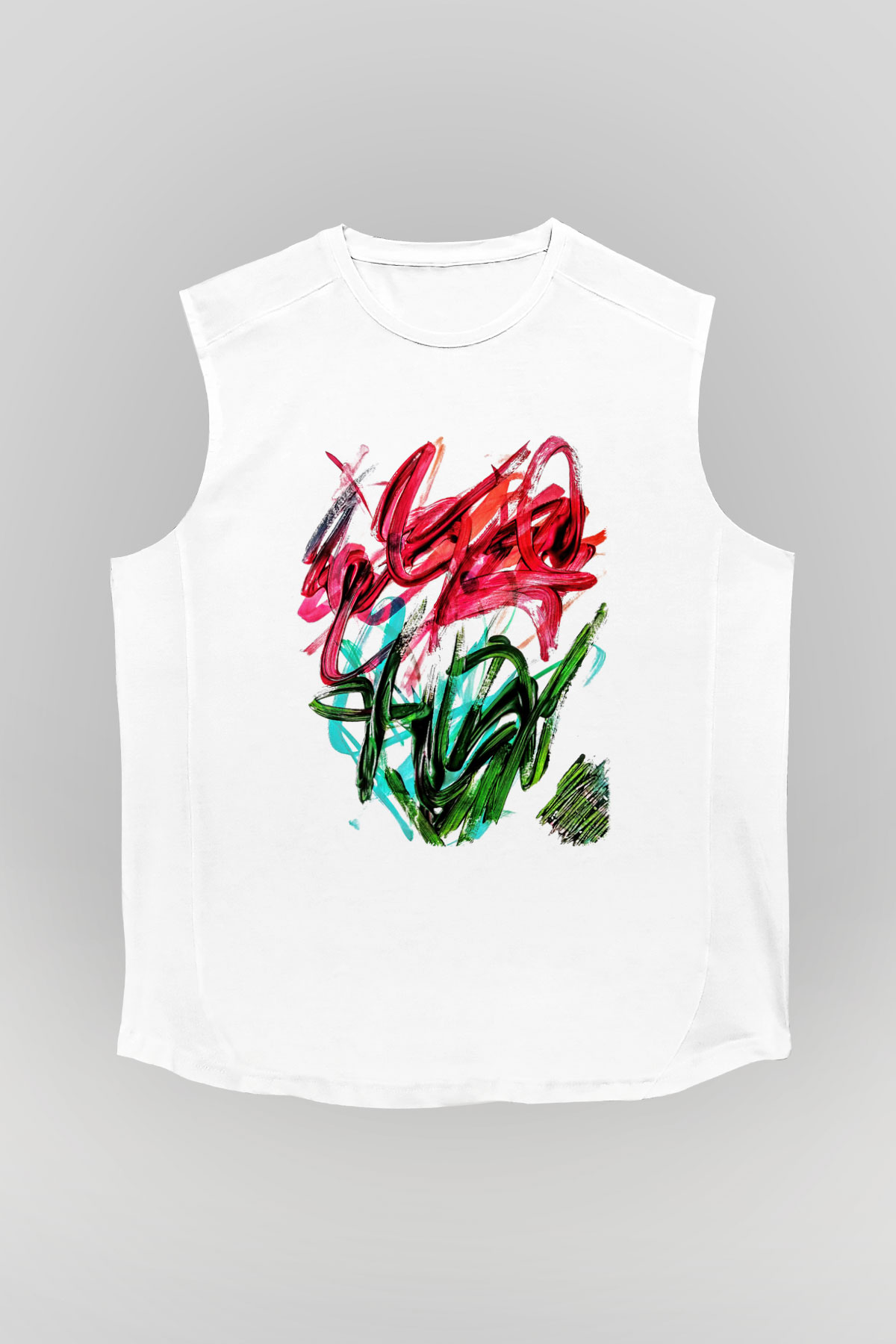 Çiçek Beyaz Unisex Kolsuz Tişört