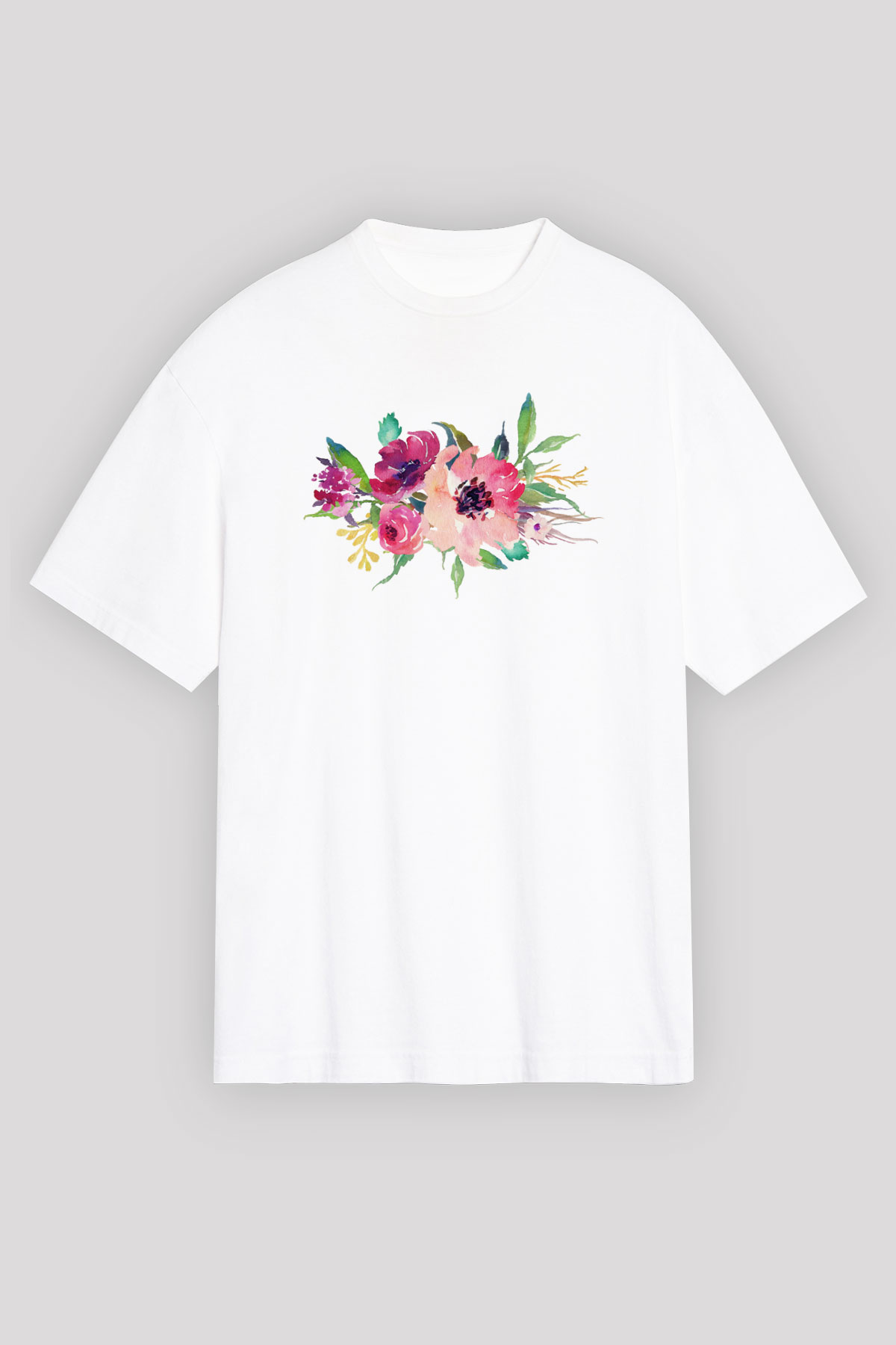 Çiçek Beyaz Unisex Tişört T-Shirt - TişörtFabrikası
