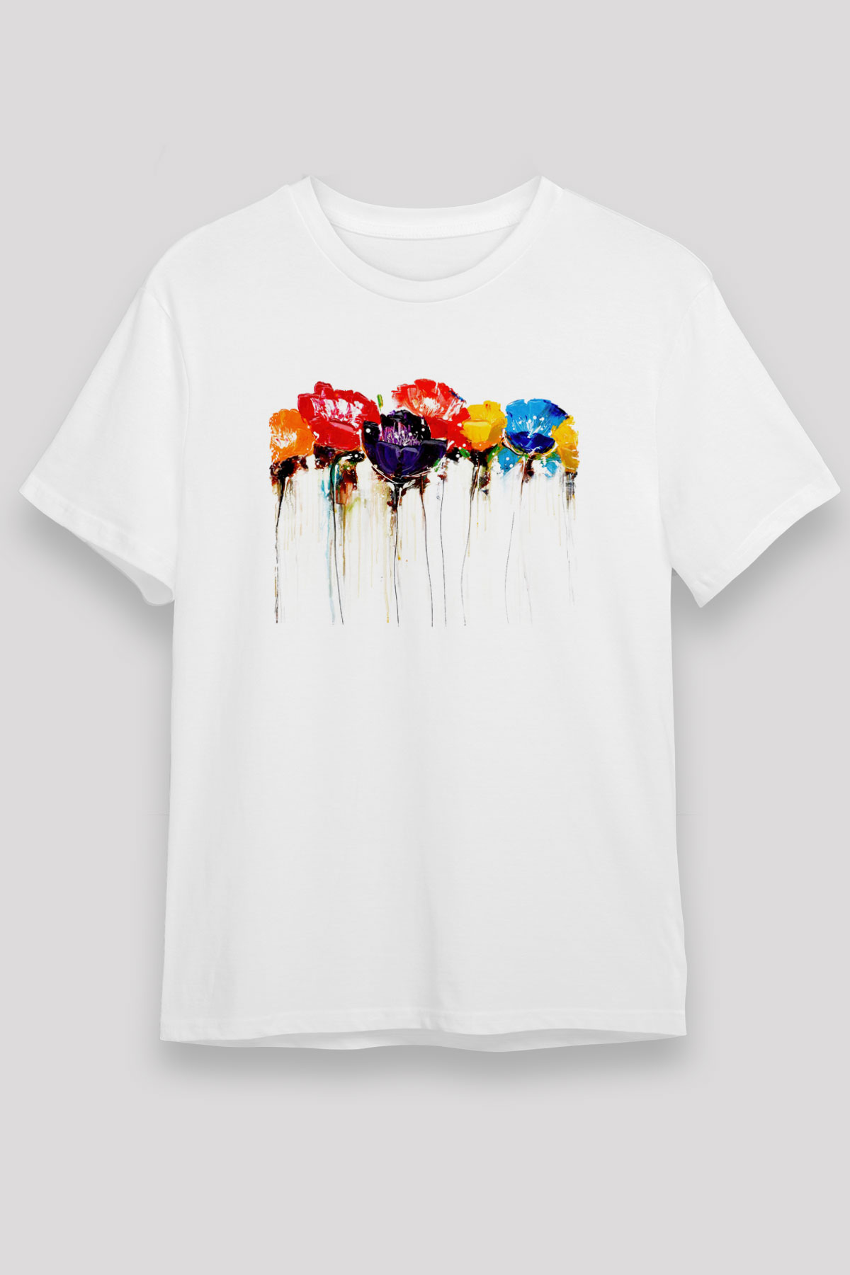 Çiçek Beyaz Unisex Tişört T-Shirt - TişörtFabrikası