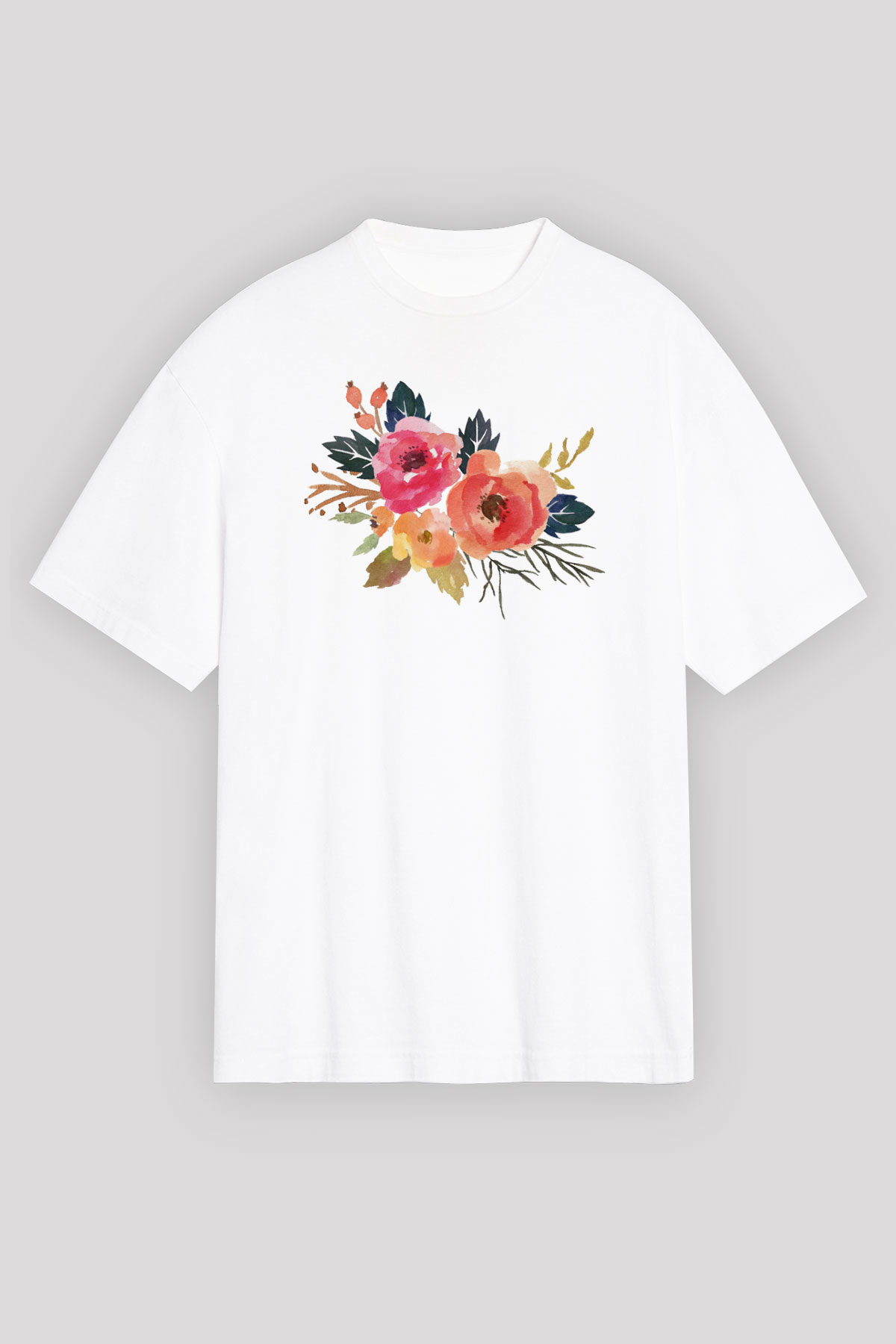 Çiçek Beyaz Unisex Tişört T-Shirt - TişörtFabrikası