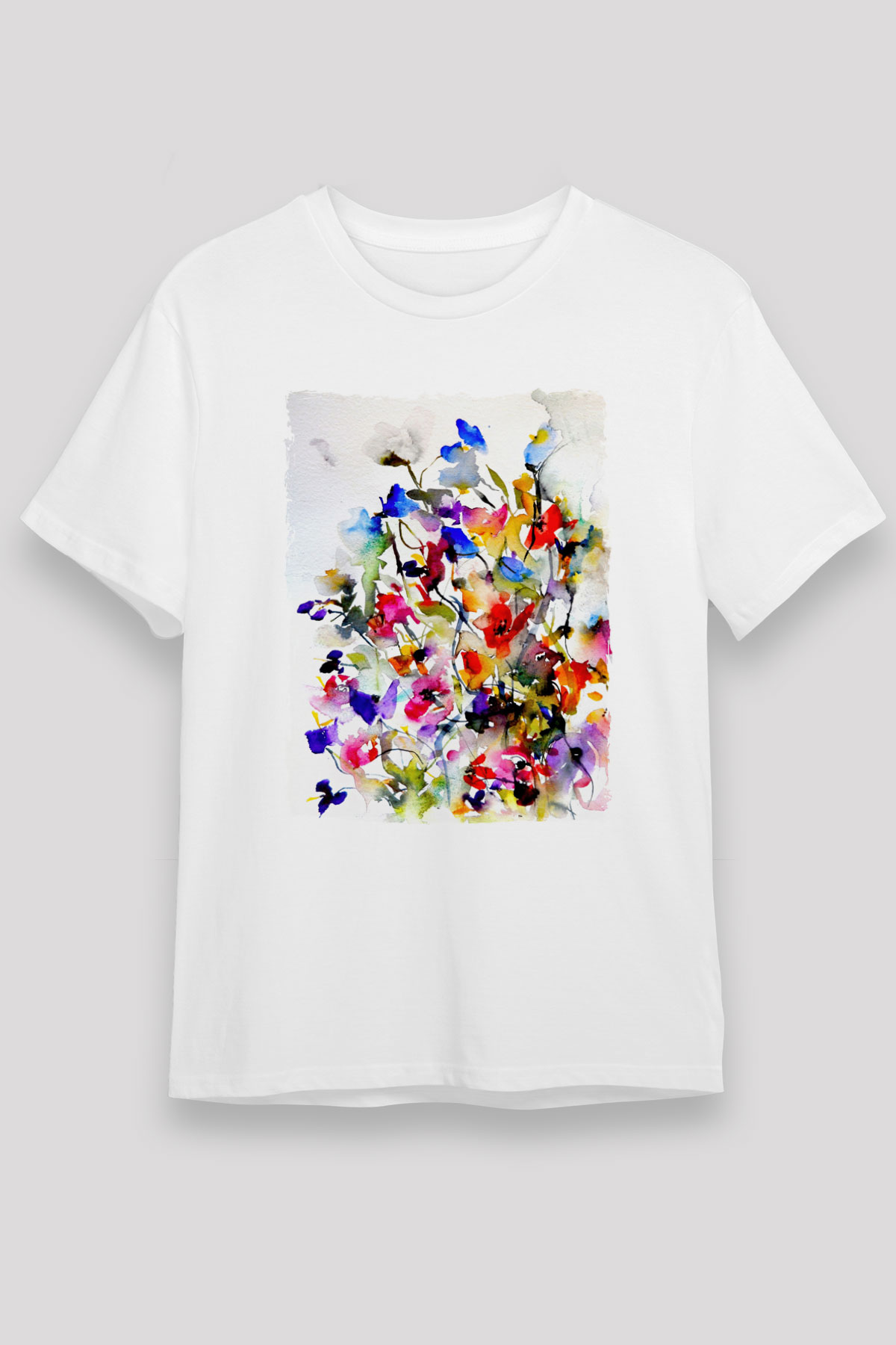 Çiçek Beyaz Unisex Tişört T-Shirt - TişörtFabrikası