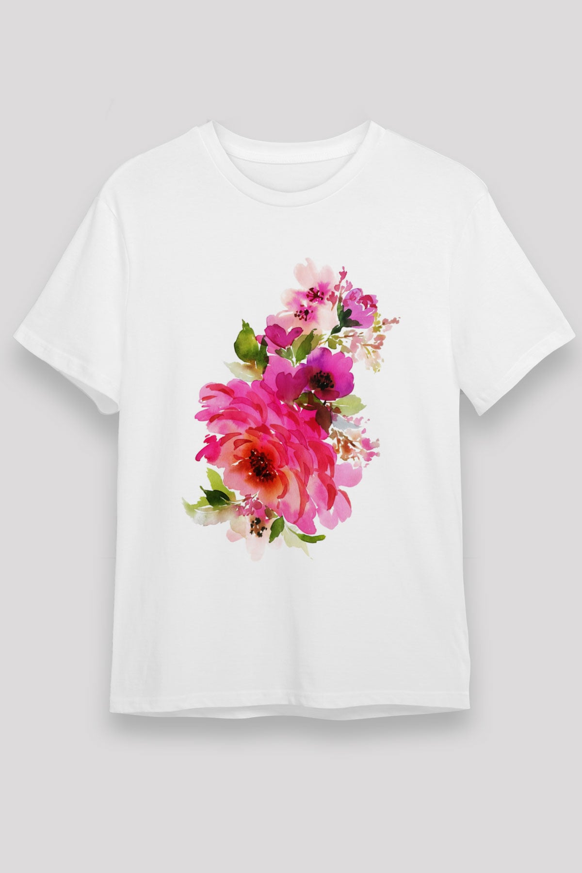Çiçek Beyaz Unisex Tişört T-Shirt - TişörtFabrikası