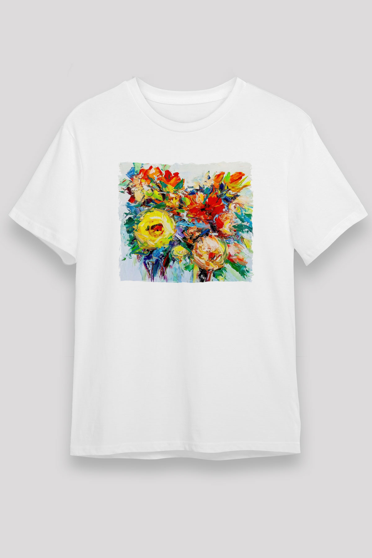 Çiçek Beyaz Unisex Tişört T-Shirt - TişörtFabrikası