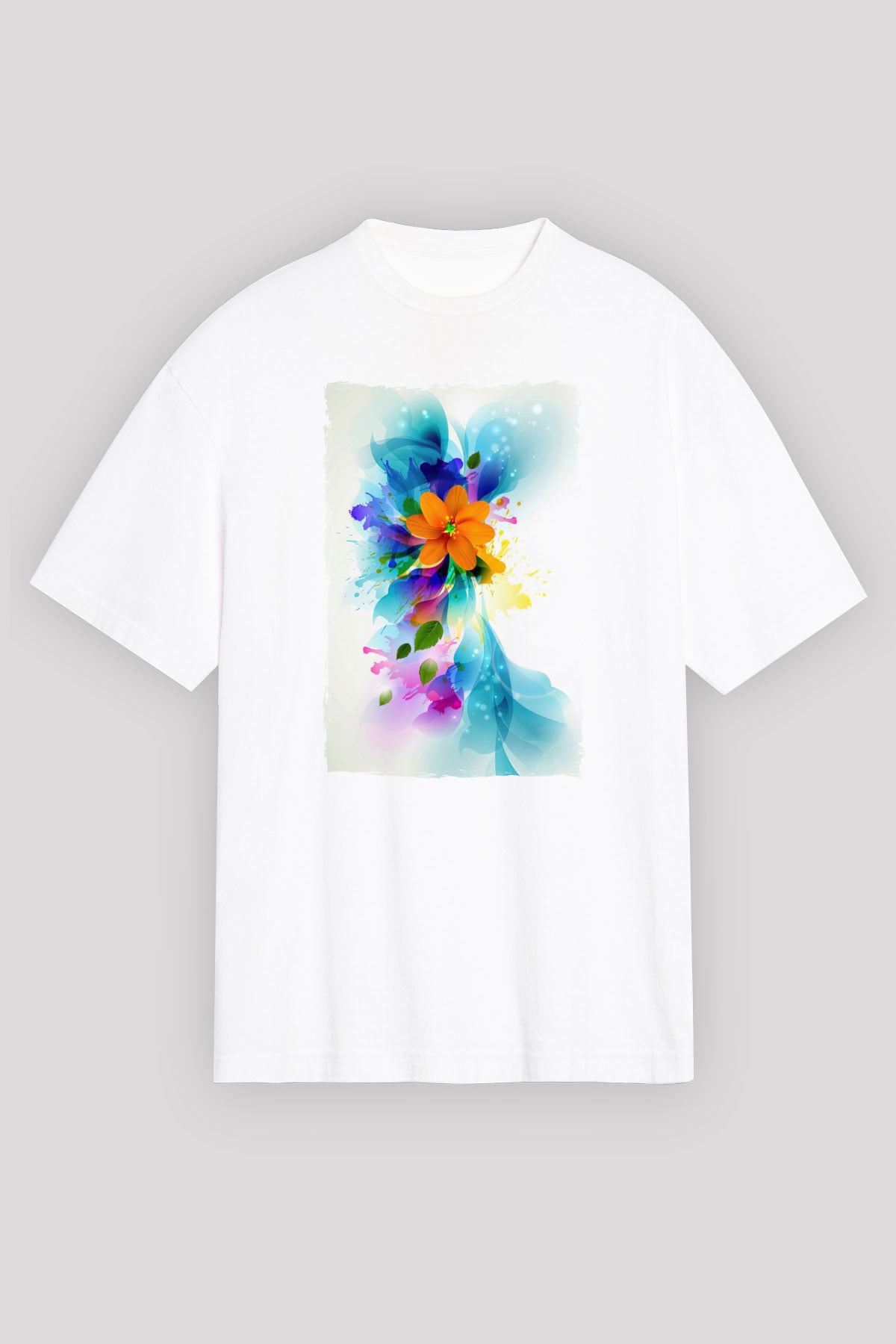 Çiçek Beyaz Unisex Tişört T-Shirt - TişörtFabrikası