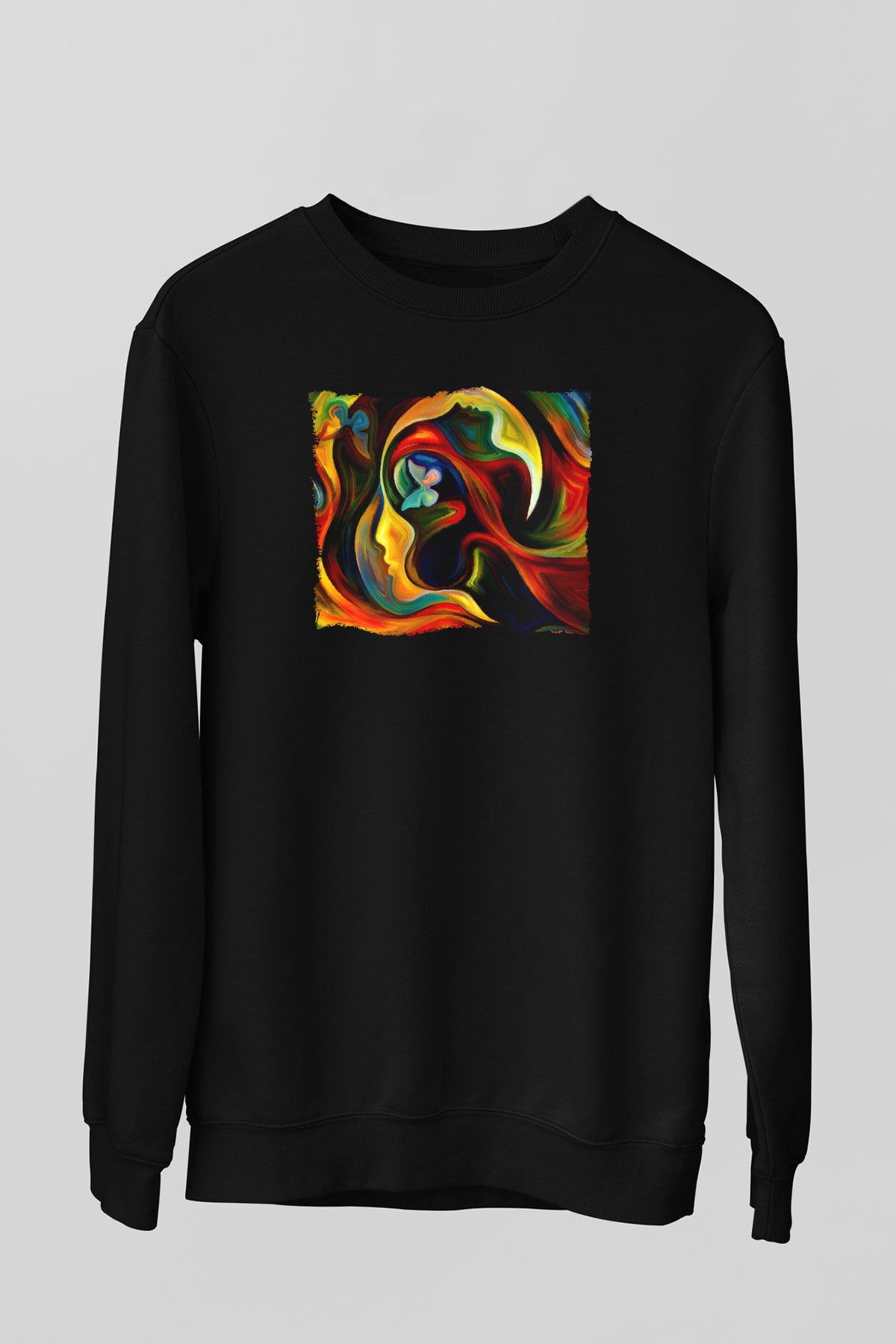 Çiçek Siyah Unisex Sweatshirt