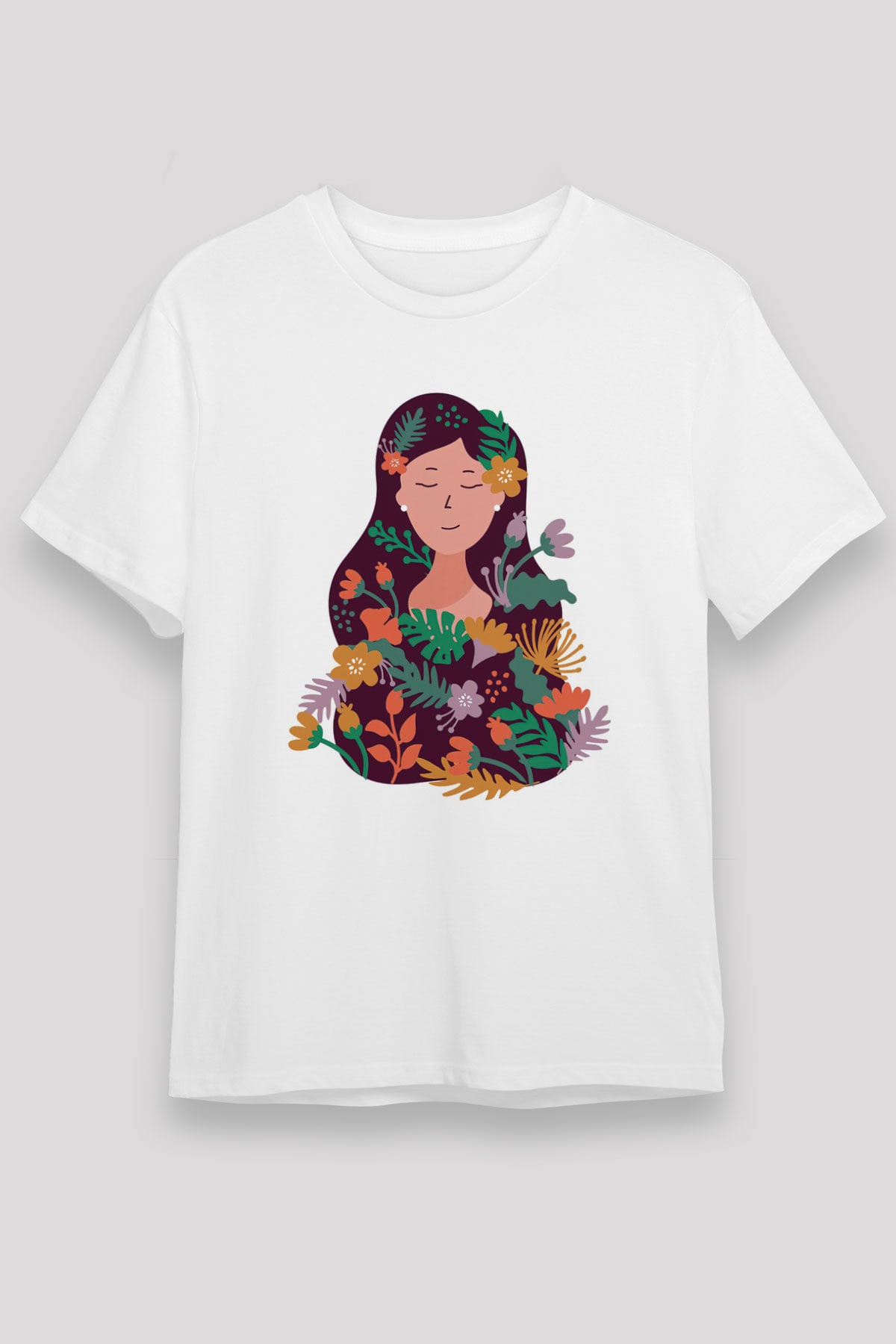 Çiçekçi Beyaz Unisex Tişört T-Shirt - TişörtFabrikası