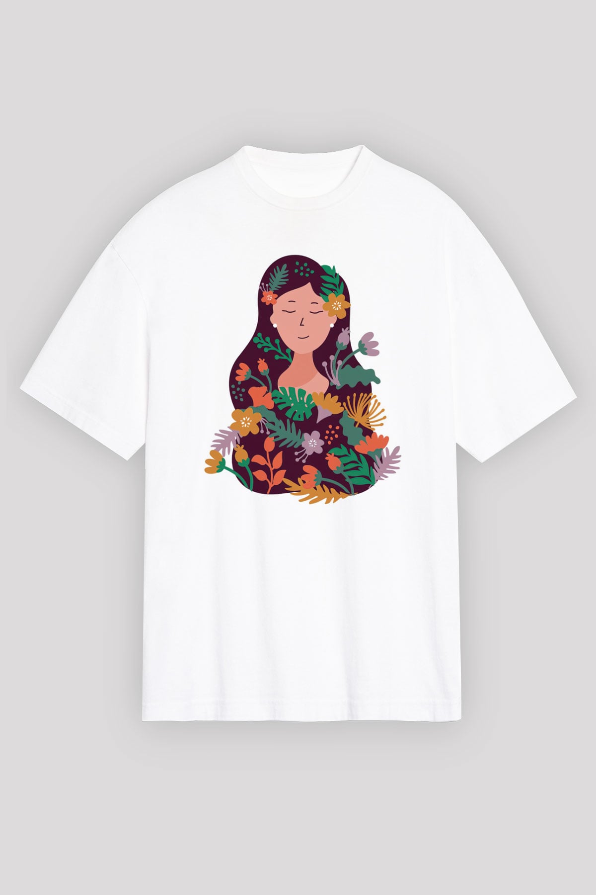 Çiçekçi Beyaz Unisex Tişört T-Shirt - TişörtFabrikası