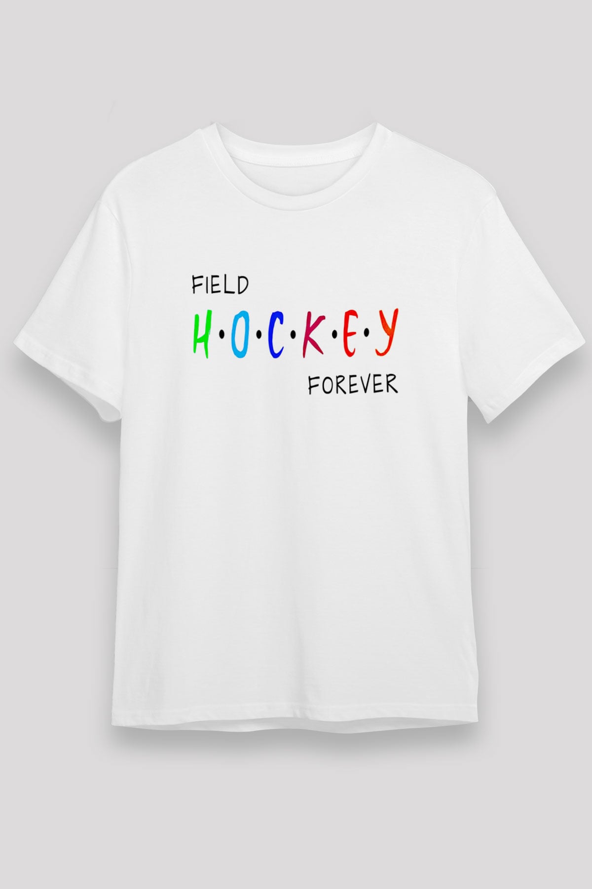 Çim Hokeyi Baskılı Unisex Beyaz Tişört - Tshirt