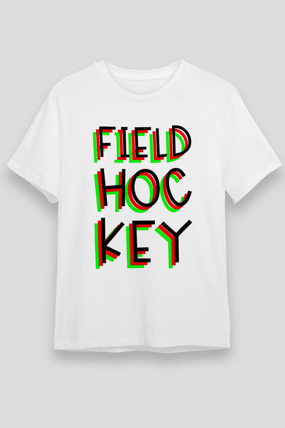 Çim Hokeyi Baskılı Unisex Beyaz Tişört - Tshirt
