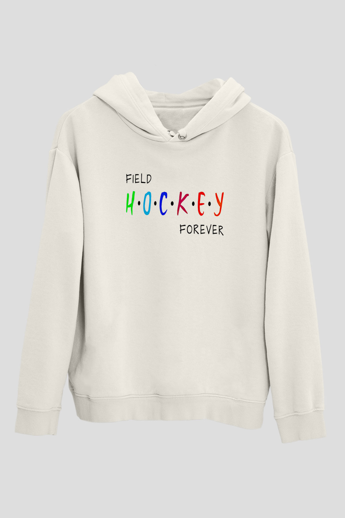 Çim Hokeyi Baskılı Unisex Ekru Hoodie