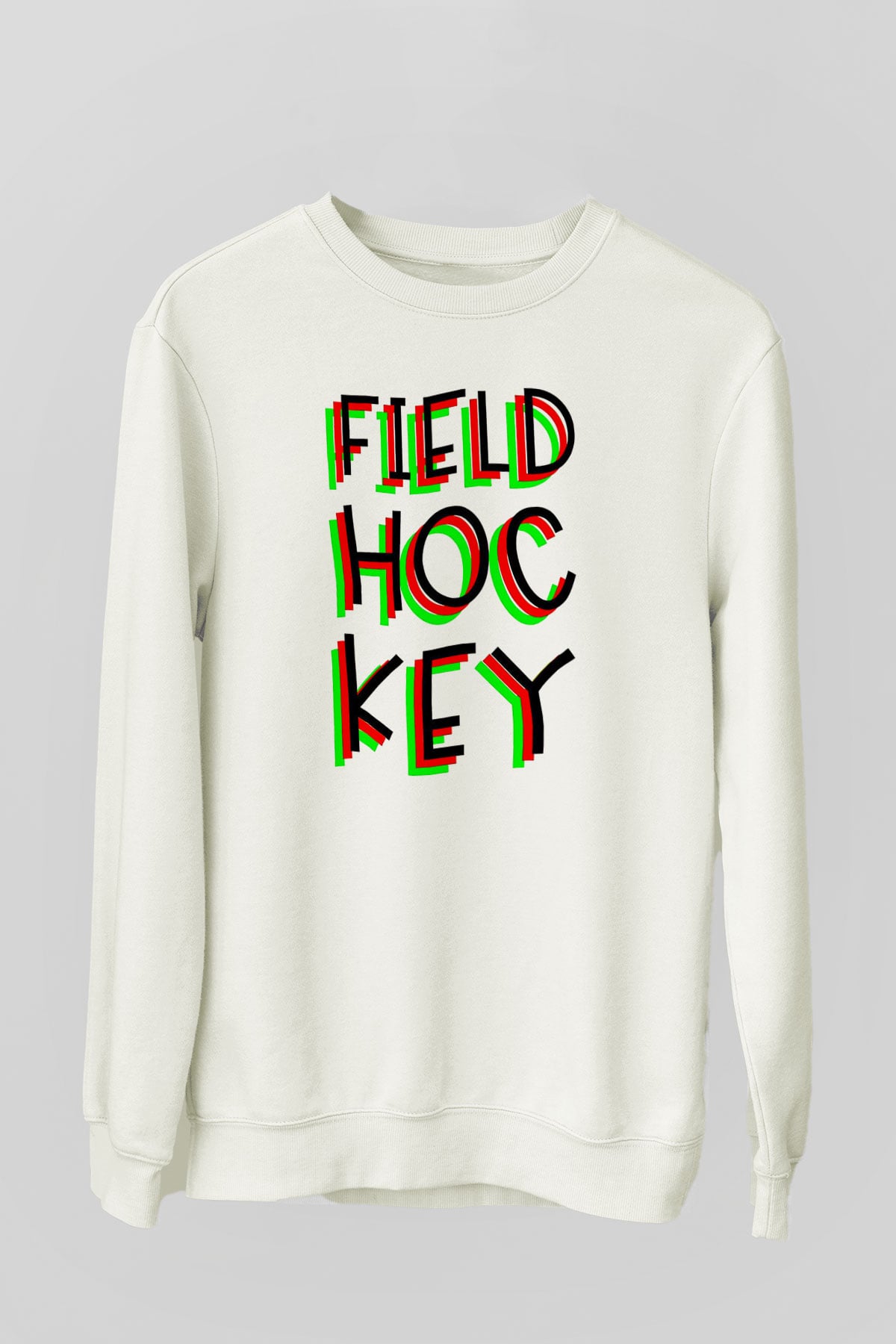 Çim Hokeyi Baskılı Unisex Ekru Sweatshirt