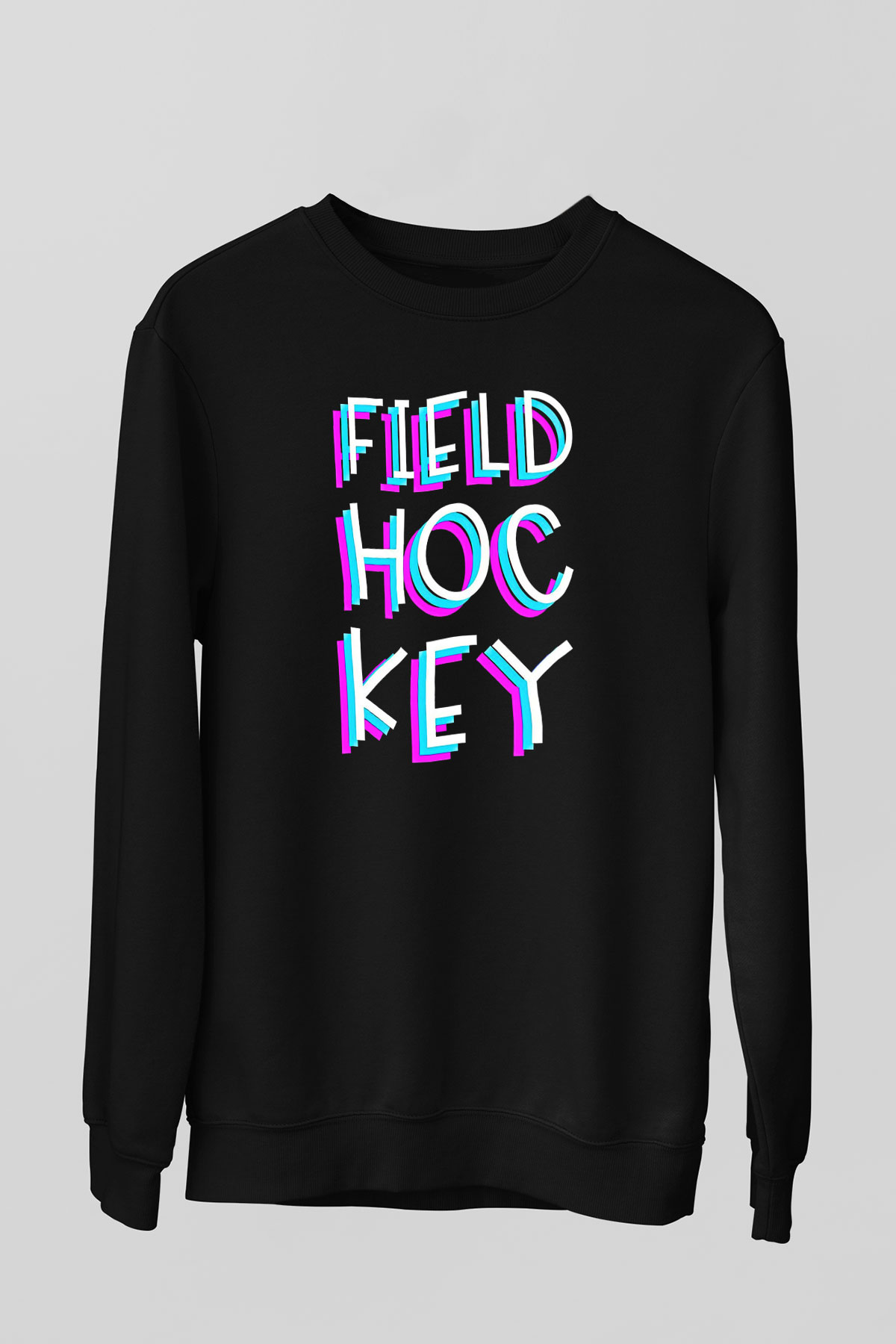 Çim Hokeyi - Field Hockey Baskılı Unisex Siyah Sweatshirt