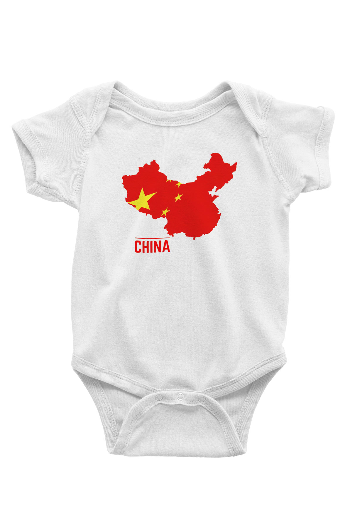 Çin Baskılı Beyaz Unisex Bebek Body - Zıbın