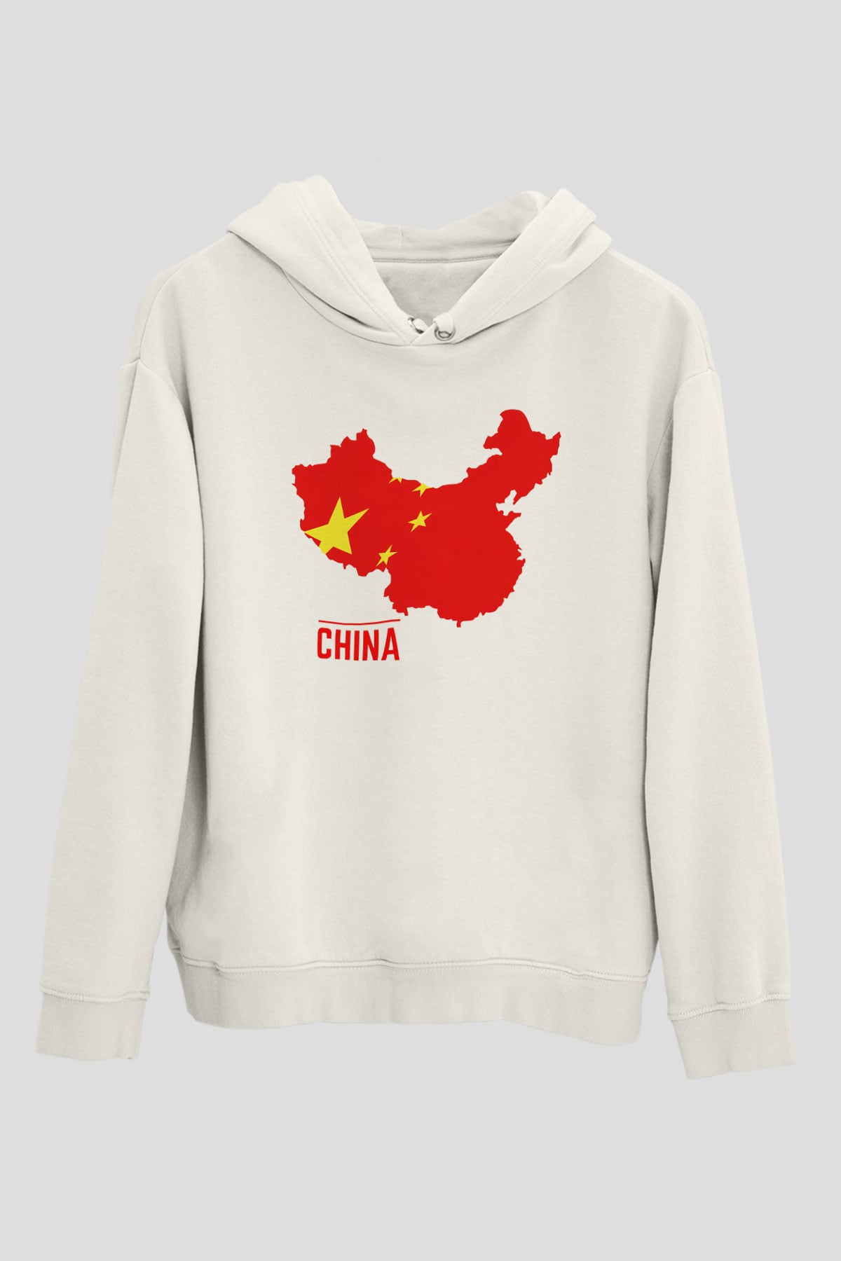 Çin Beyaz Unisex Kapşonlu Sweatshirt