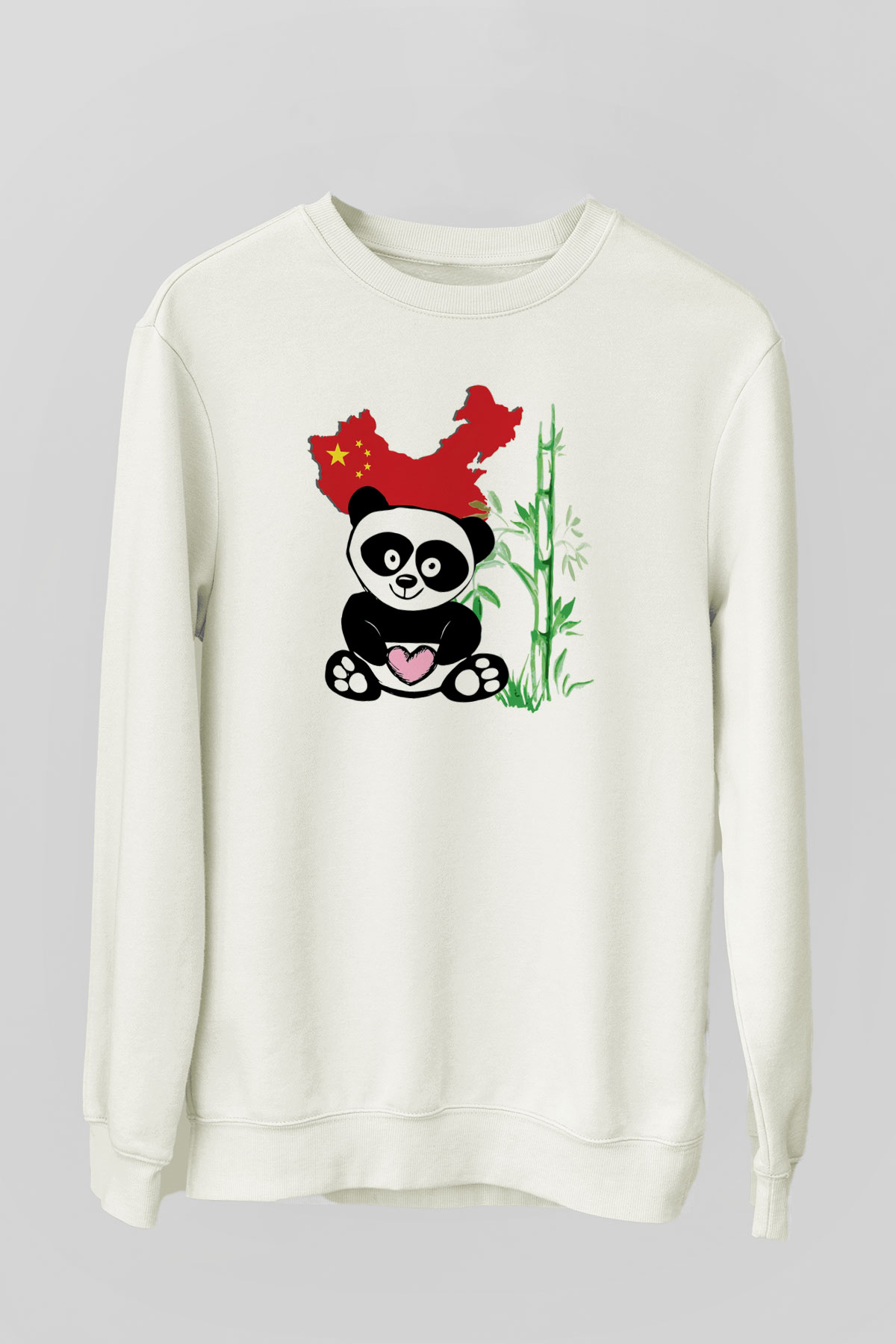 Çin Beyaz Unisex Sweatshirt