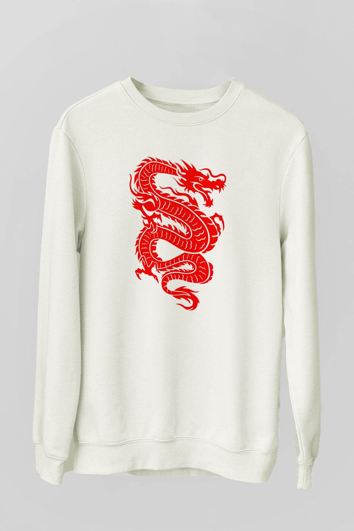 Çin Beyaz Unisex Sweatshirt