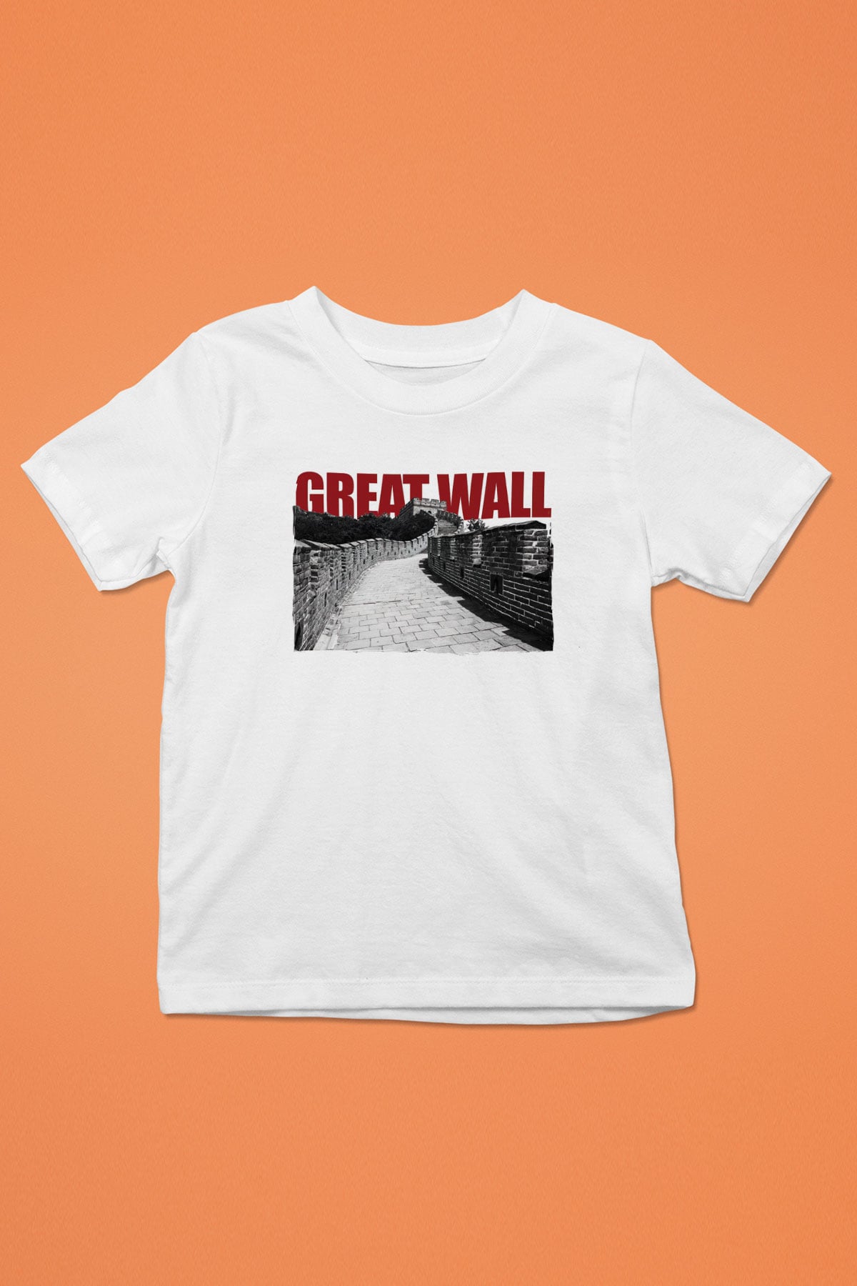 Çin Seddi Beyaz Unisex Çocuk Tişört