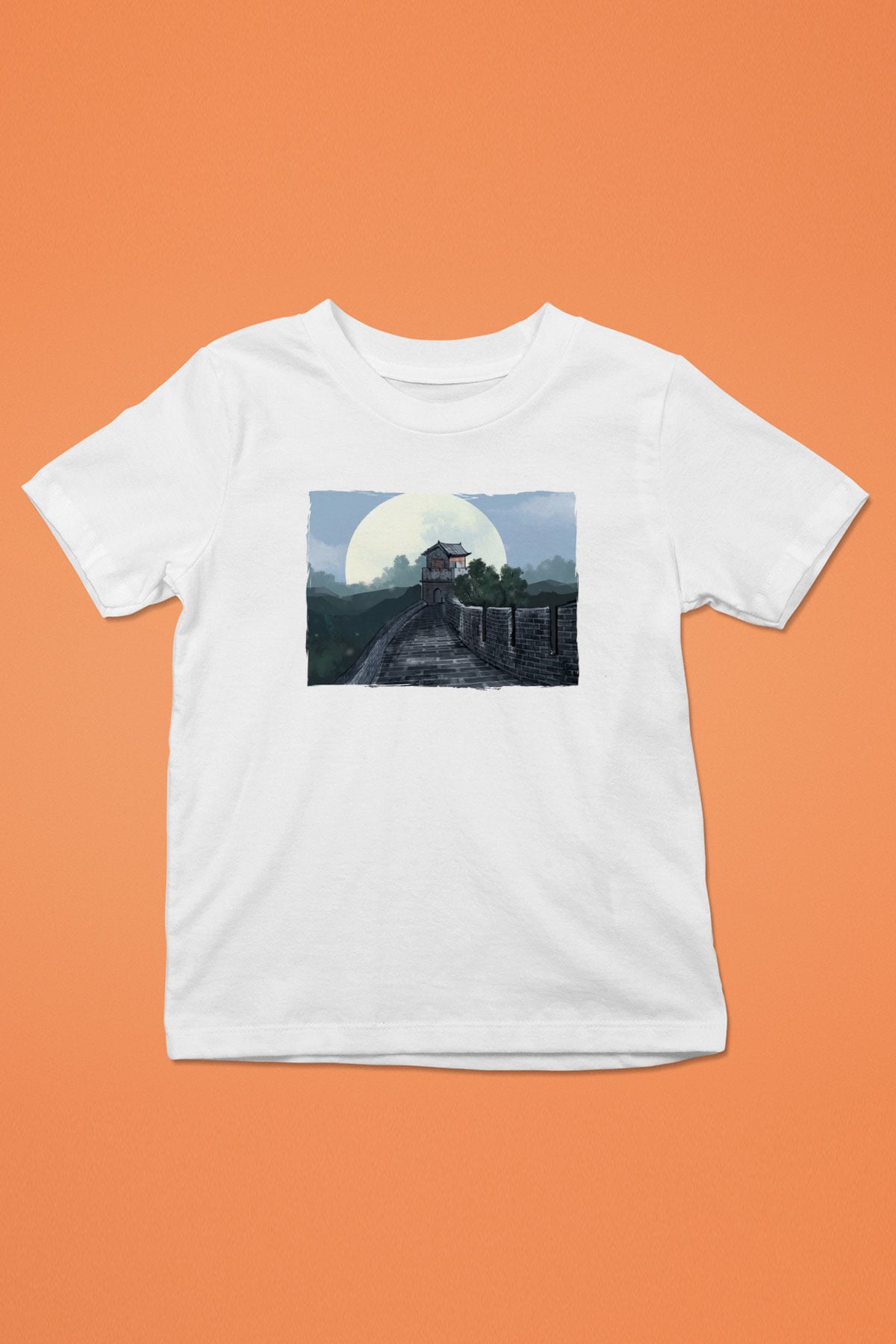Çin Seddi Beyaz Unisex Çocuk Tişört