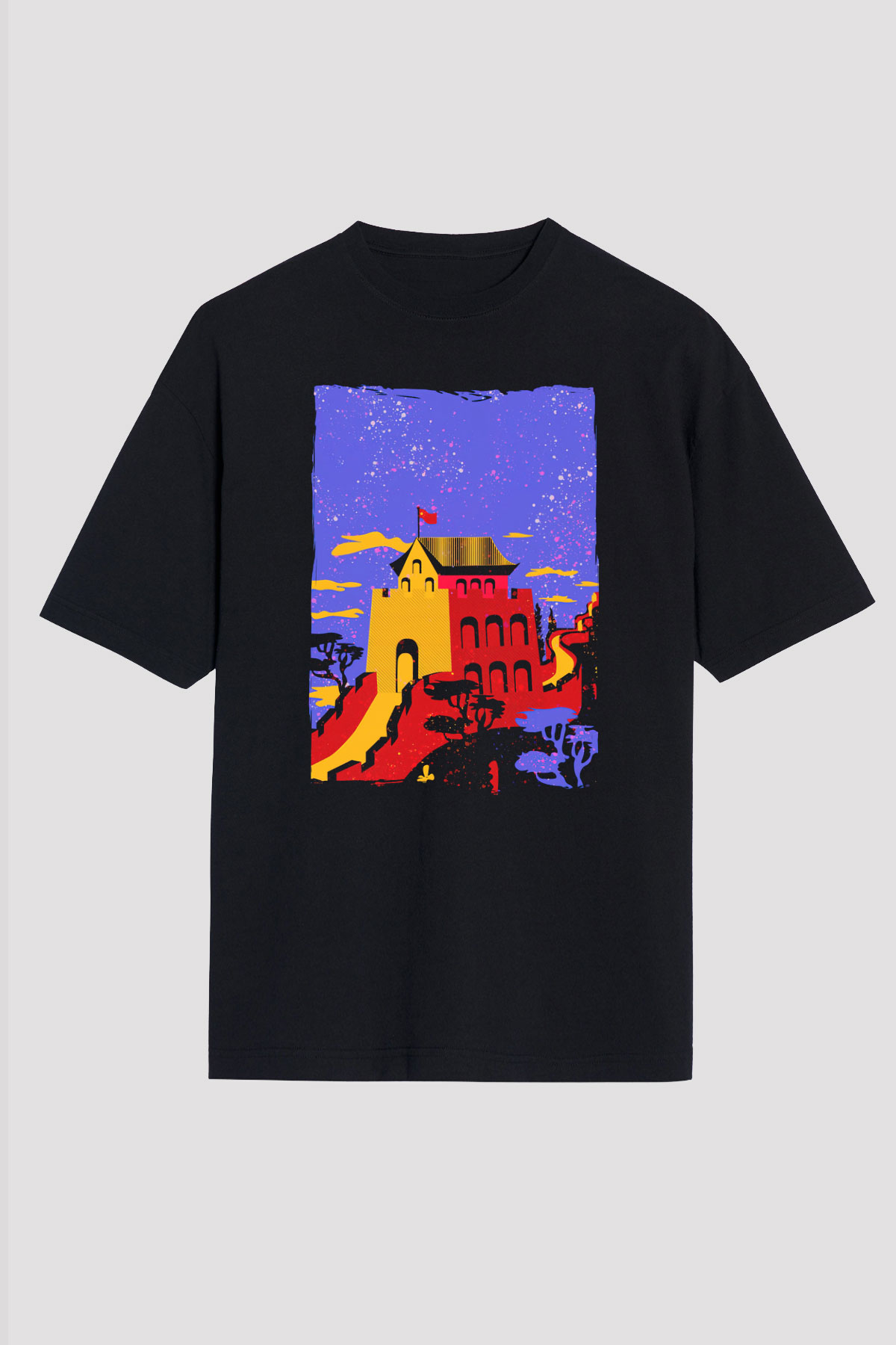 Çin Seddi Siyah Unisex Tişört T-Shirt - TişörtFabrikası