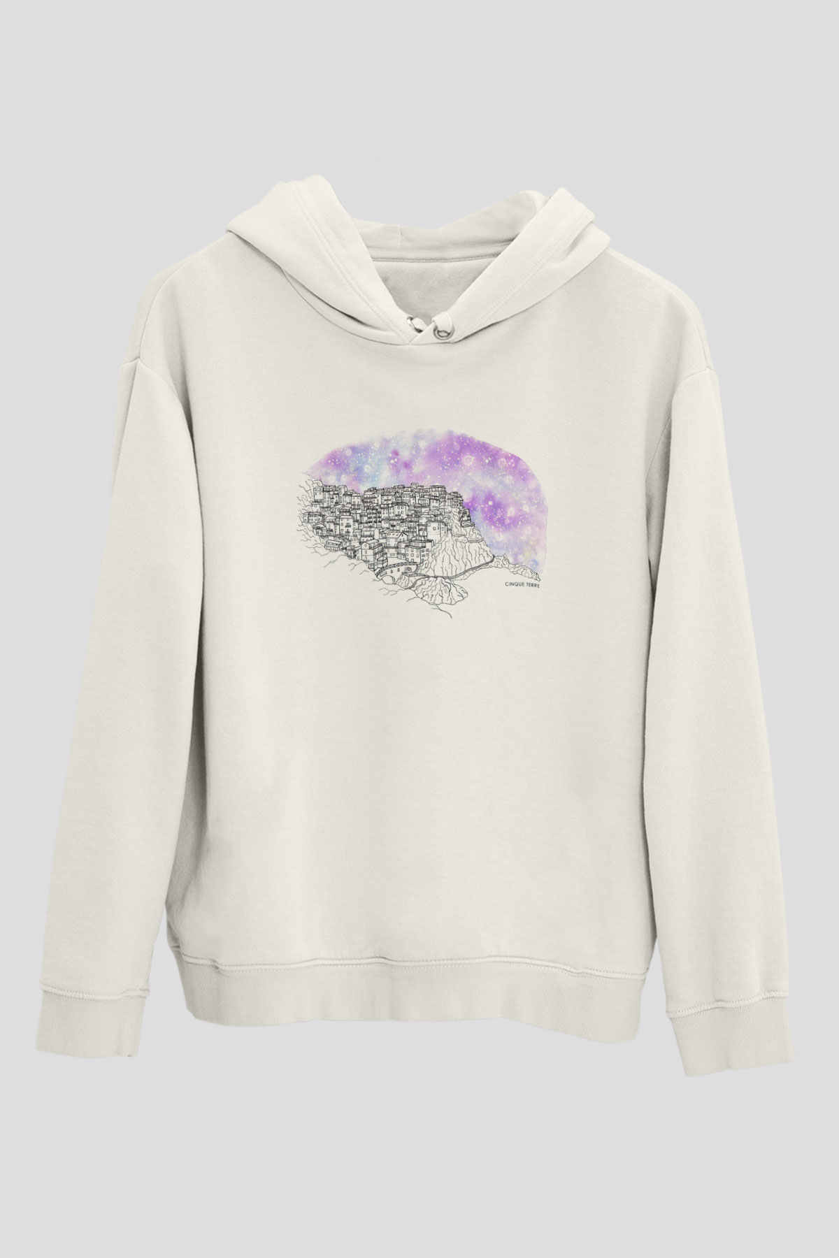 Cinque Terre Beyaz Unisex Hoodie