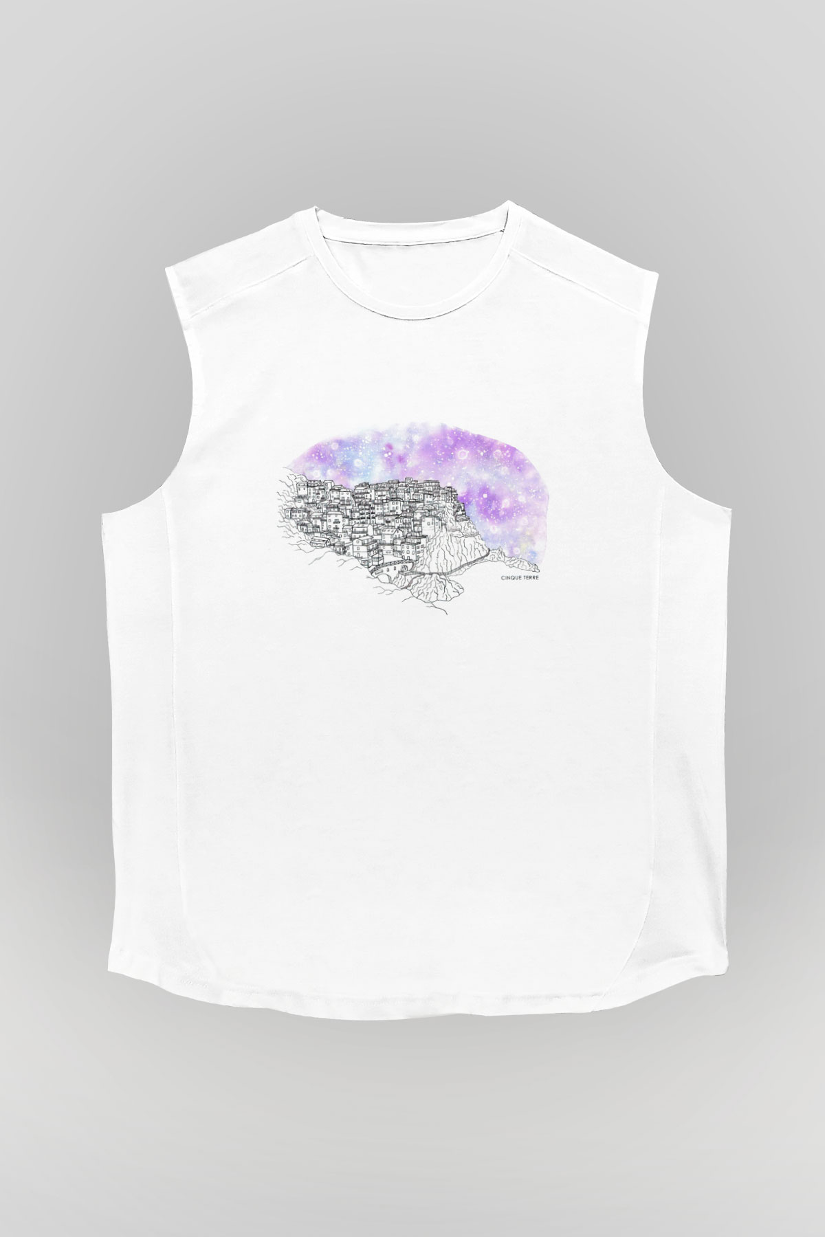 Cinque Terre Beyaz Unisex Kolsuz Tişört