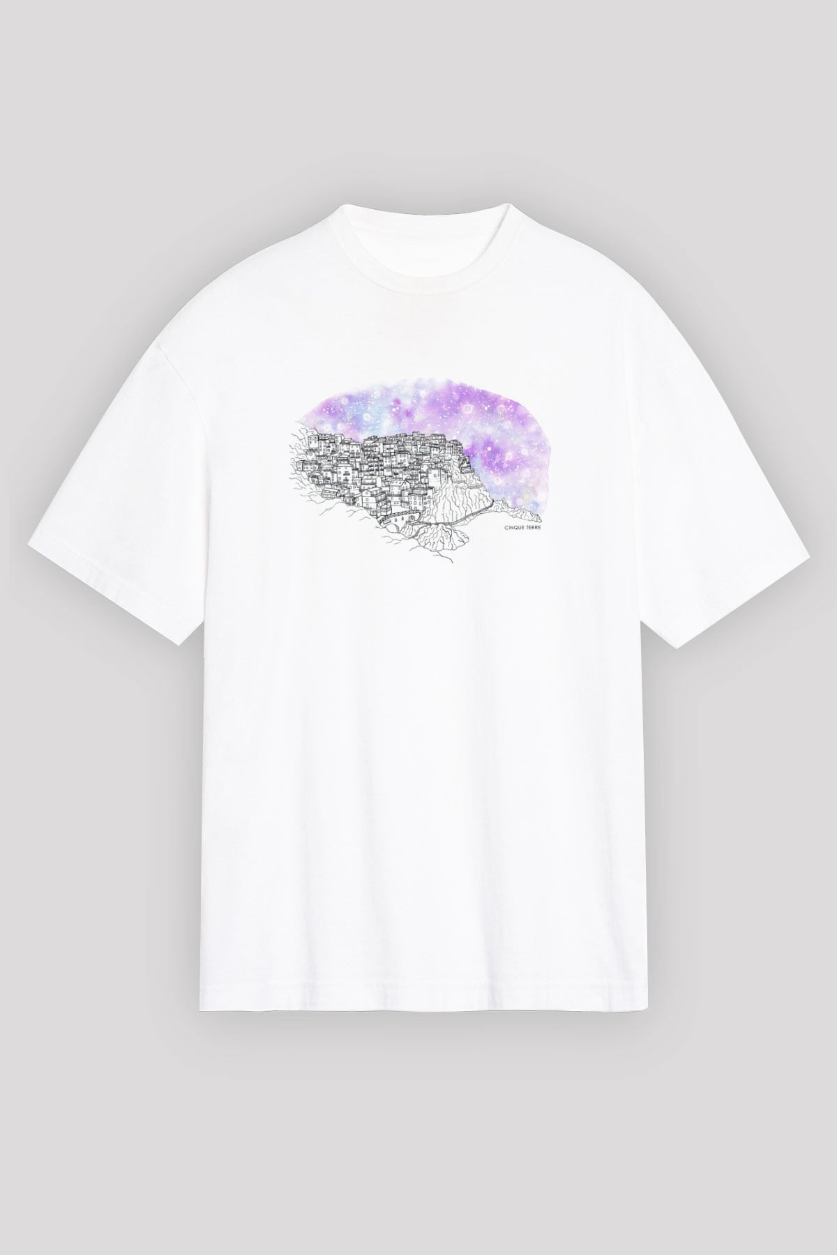 Cinque Terre Beyaz Unisex Tişört T-Shirt - TişörtFabrikası