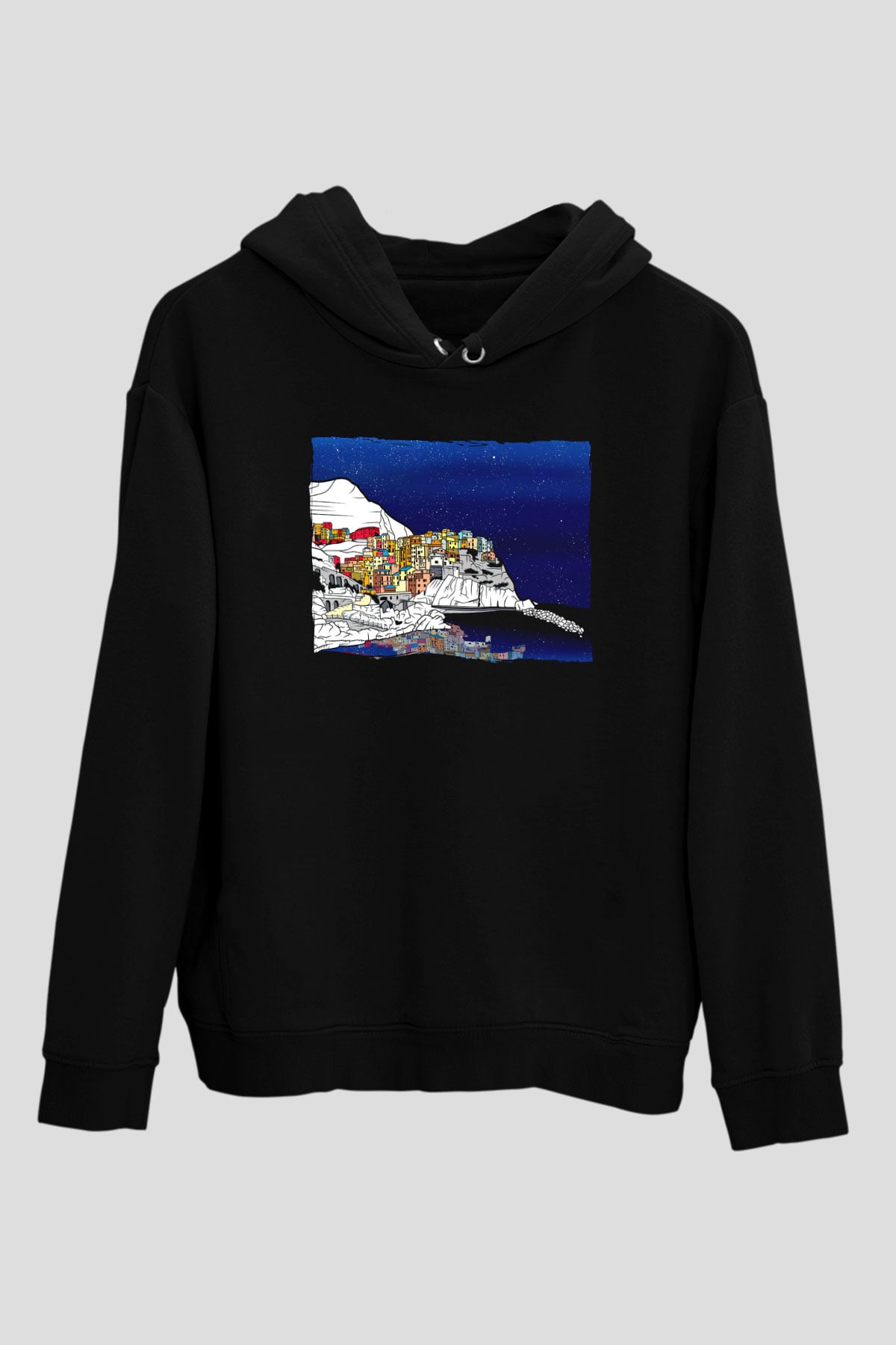 Cinque Terre Siyah Unisex Hoodie