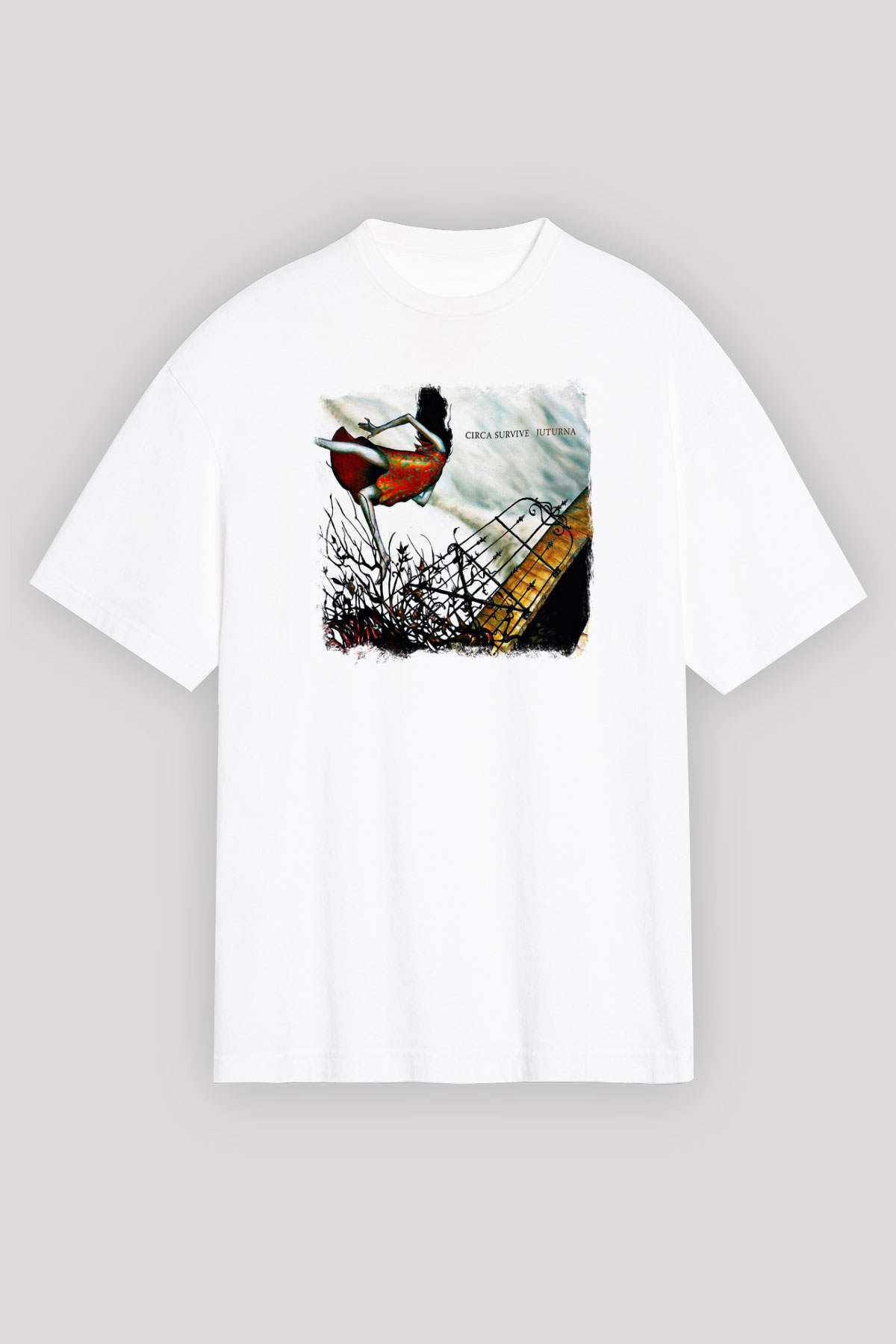 Circa Survive Baskılı Unisex Beyaz Oversize Tişört