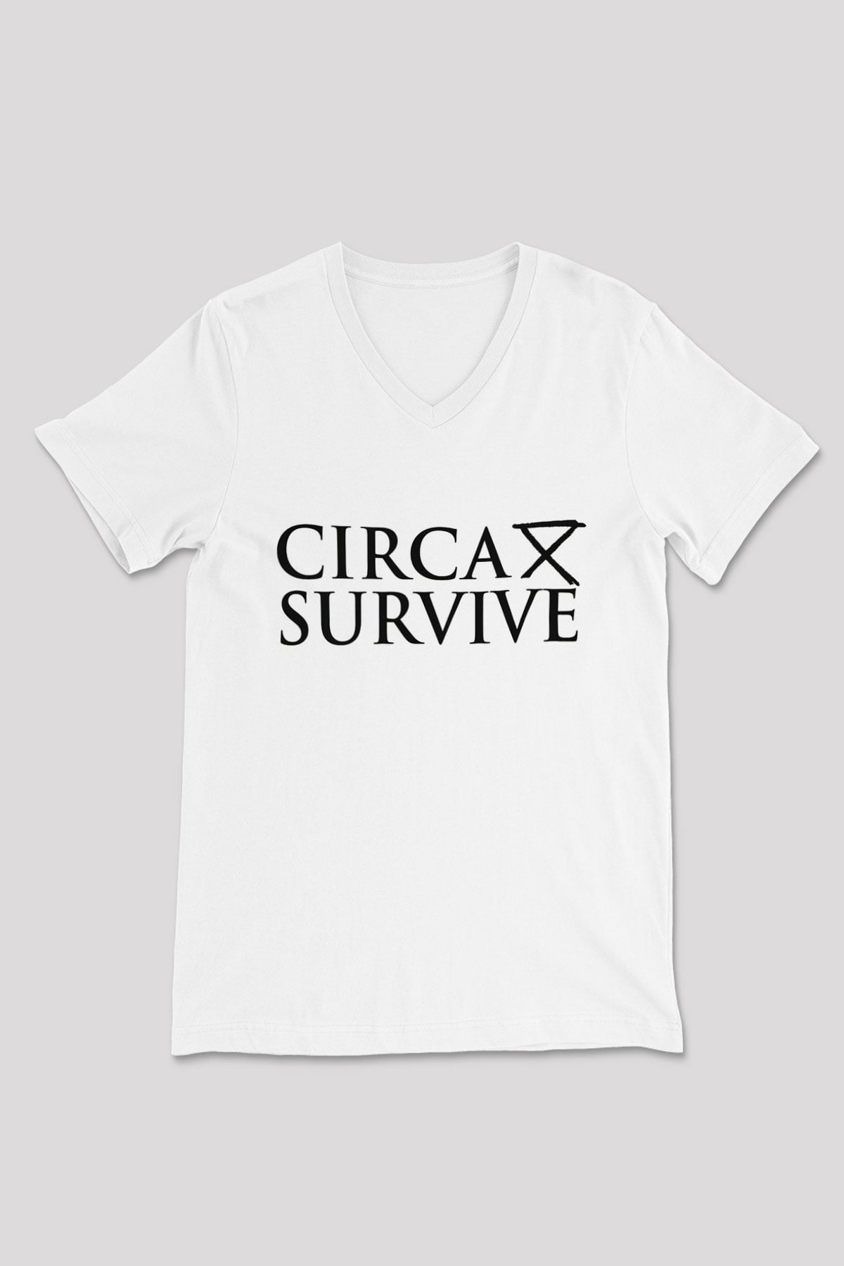 Circa Survive Beyaz Unisex V Yaka Tişört T-Shirt