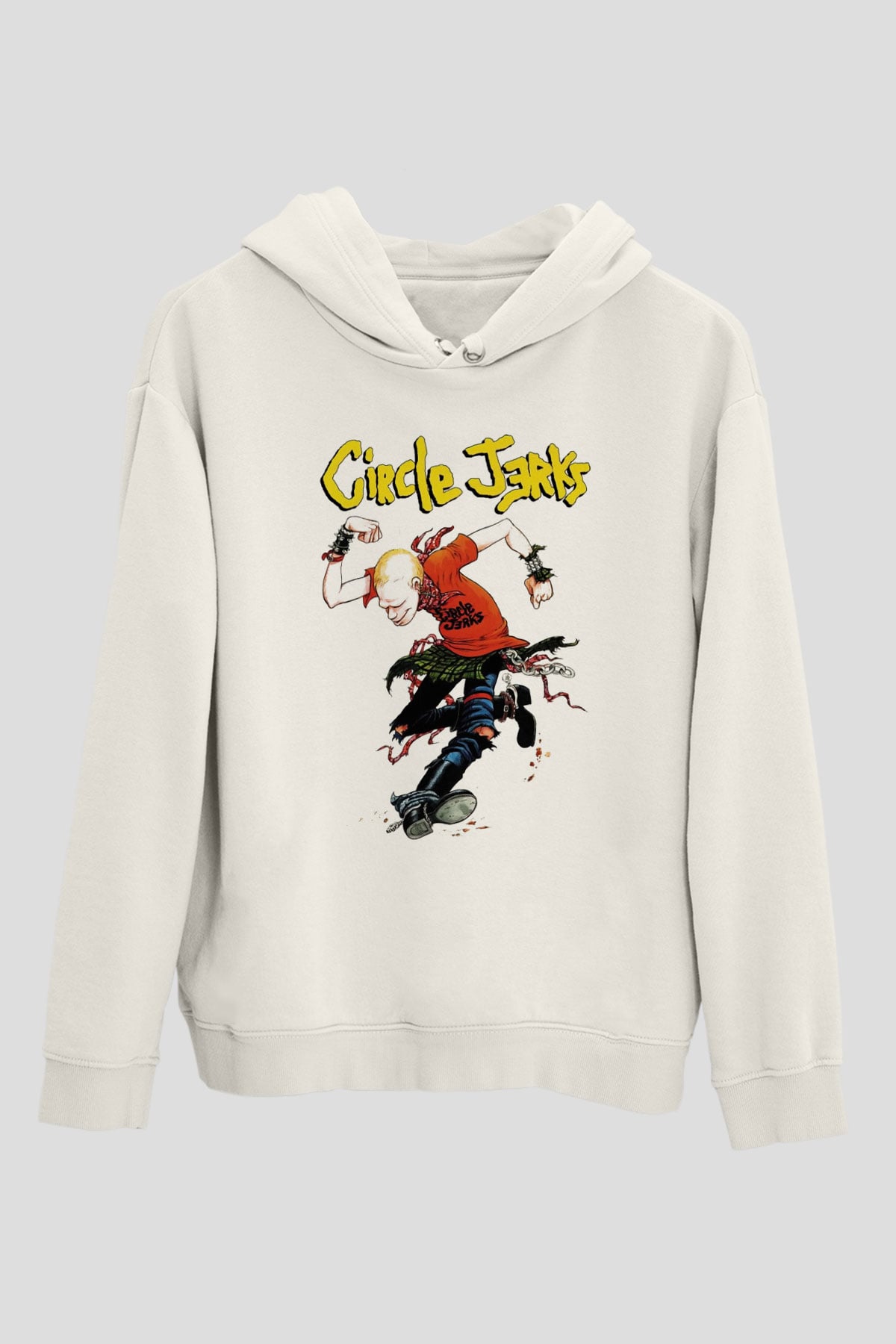 Circle Jerks Beyaz Unisex Kapşonlu Sweatshirt