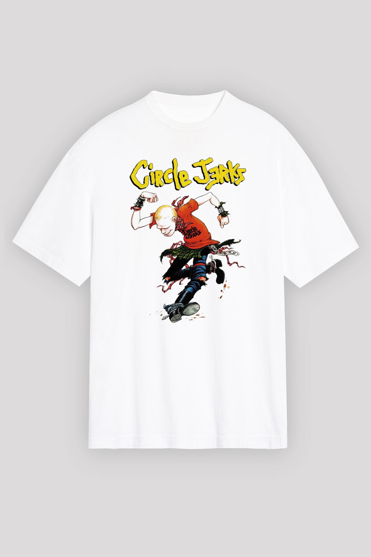 Circle Jerks Beyaz Unisex Oversize Tişört T-Shirt