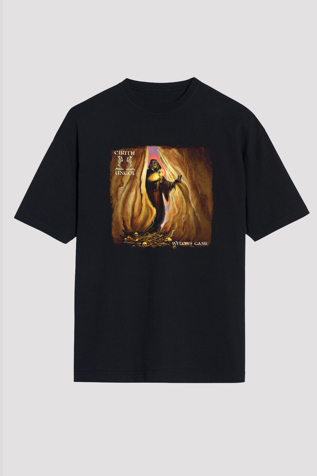 Cirith Ungol Baskılı Unisex Siyah Oversize Tişört