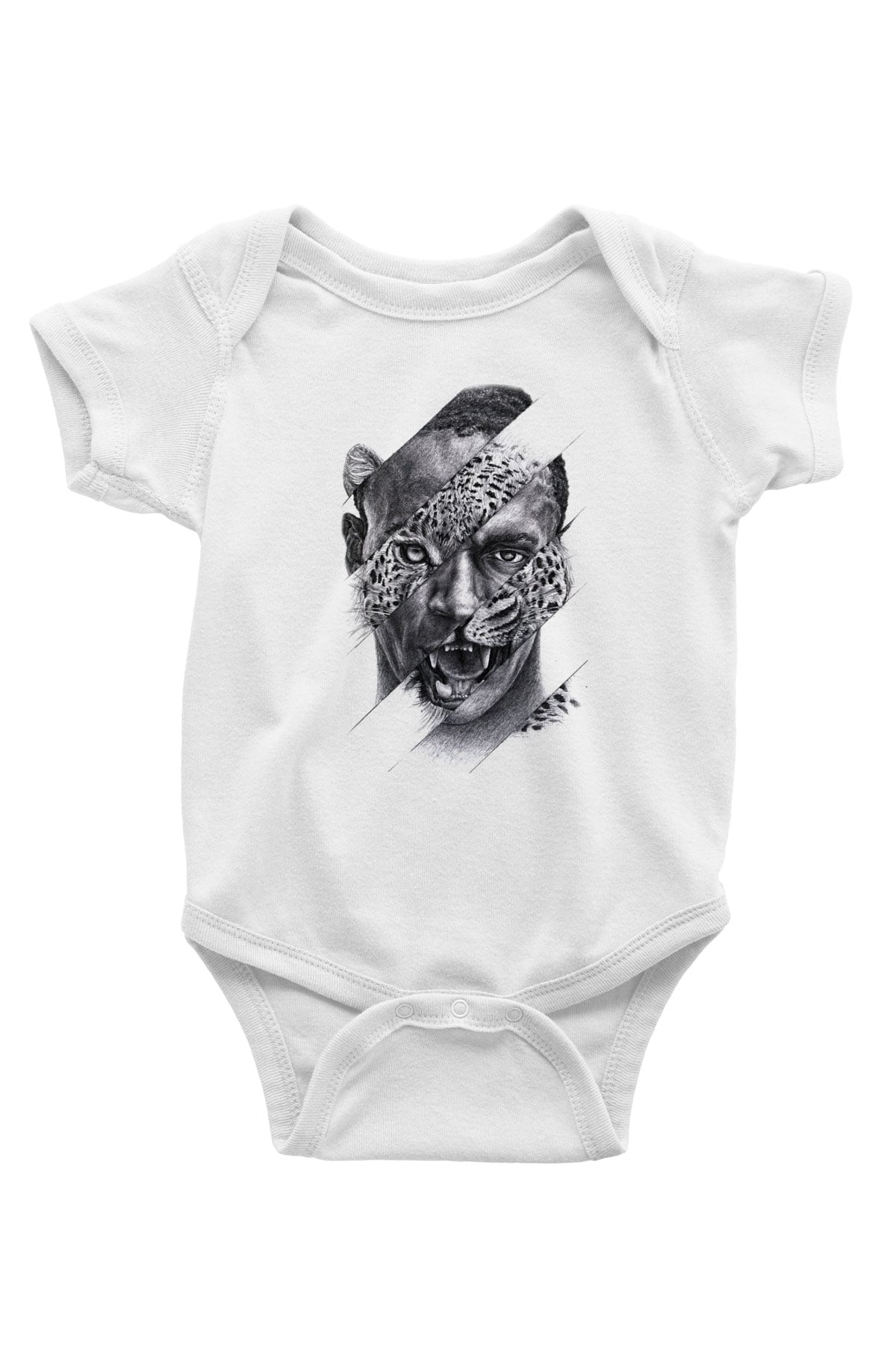 Çita Baskılı Beyaz Unisex Bebek Body - Zıbın