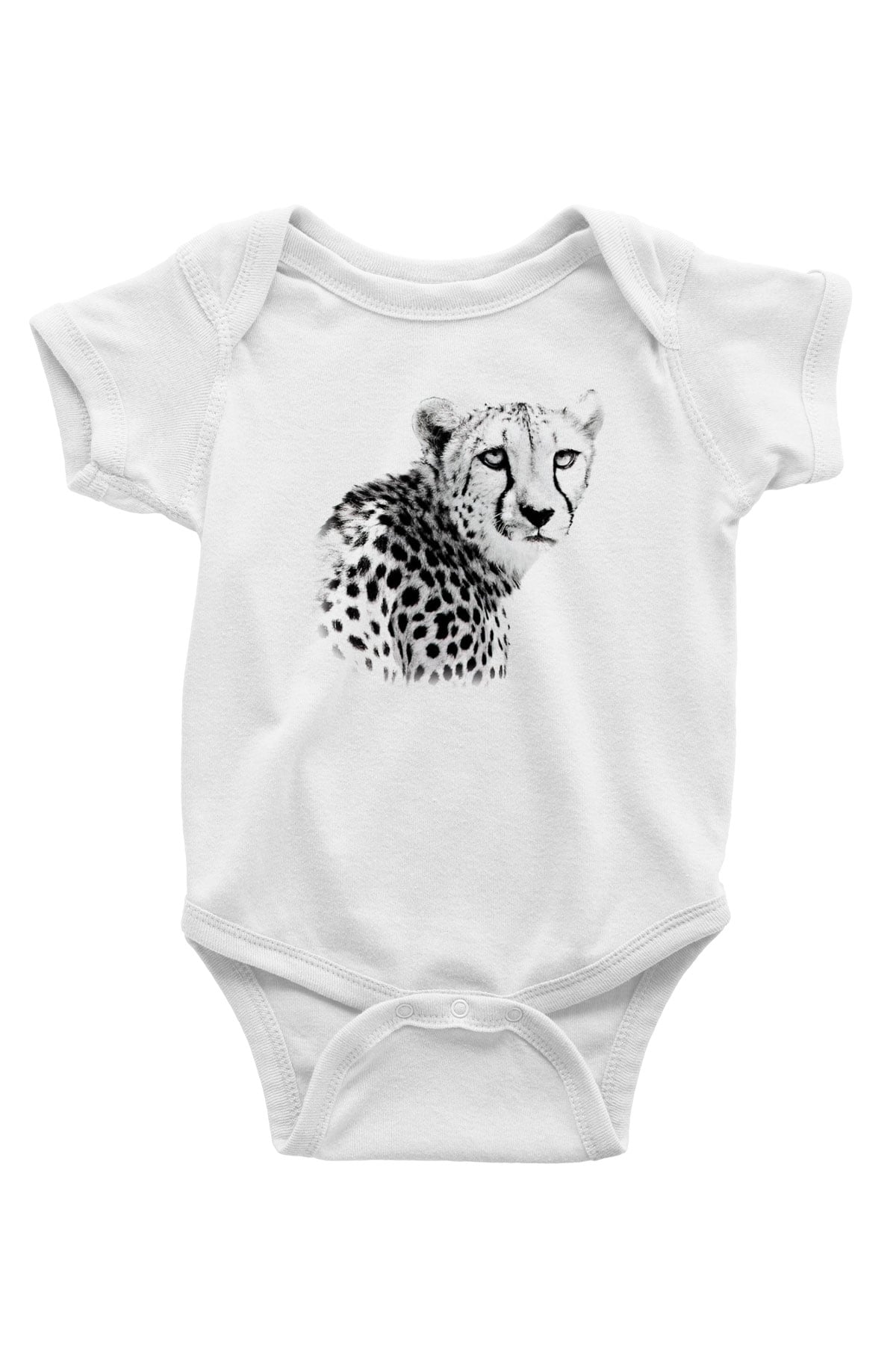 Çita Baskılı Beyaz Unisex Bebek Body - Zıbın