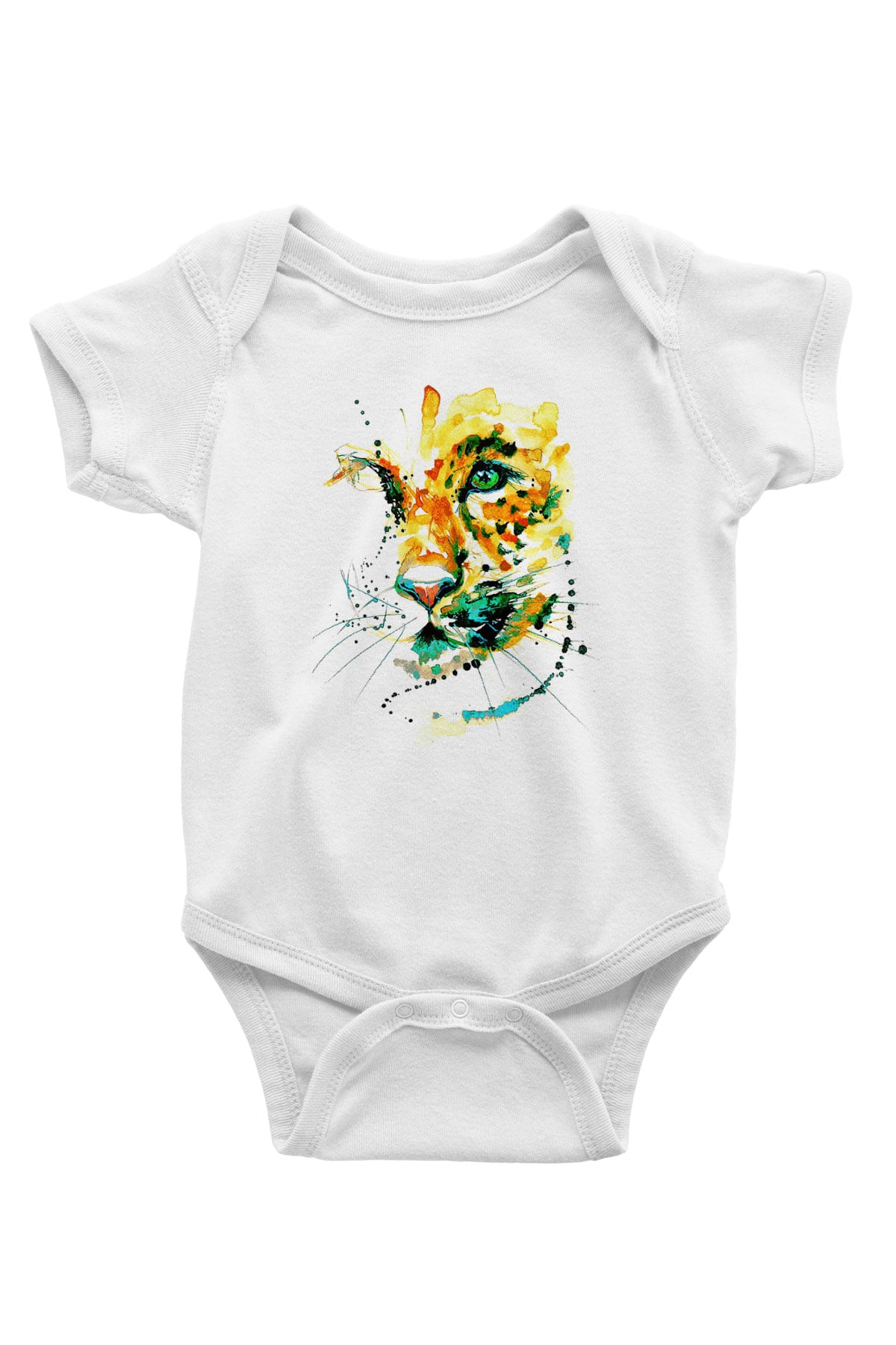 Çita Baskılı Beyaz Unisex Bebek Body - Zıbın