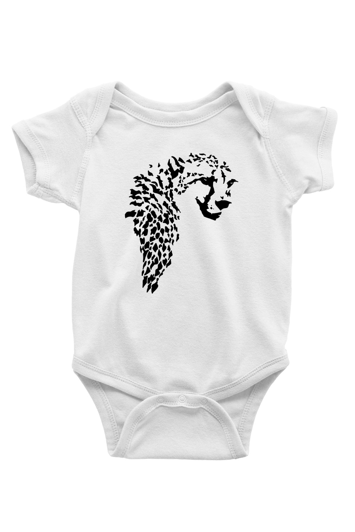 Çita Baskılı Beyaz Unisex Bebek Body - Zıbın
