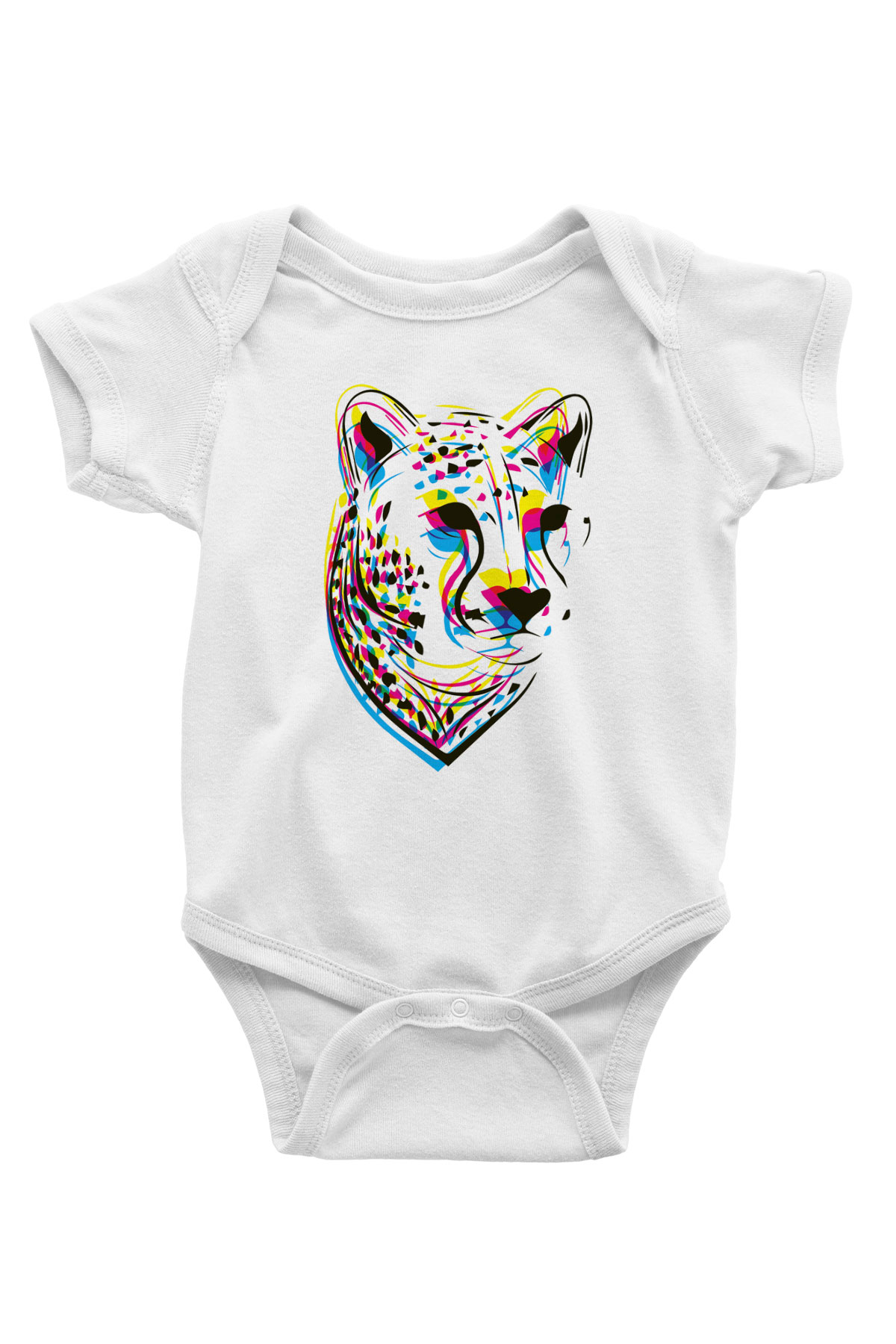 Çita Baskılı Beyaz Unisex Bebek Body - Zıbın