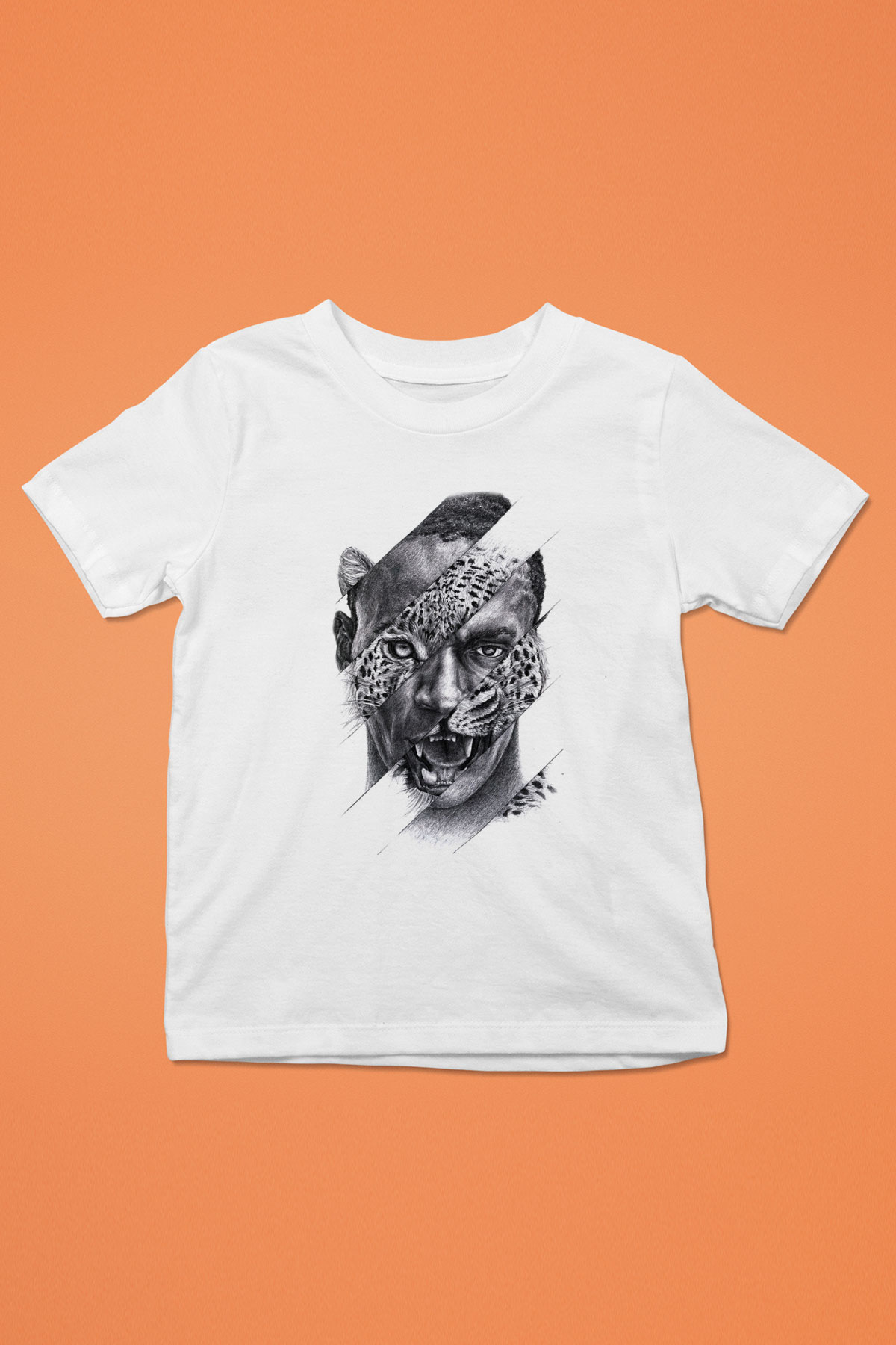 Çita Baskılı Beyaz Unisex Çocuk Tişört